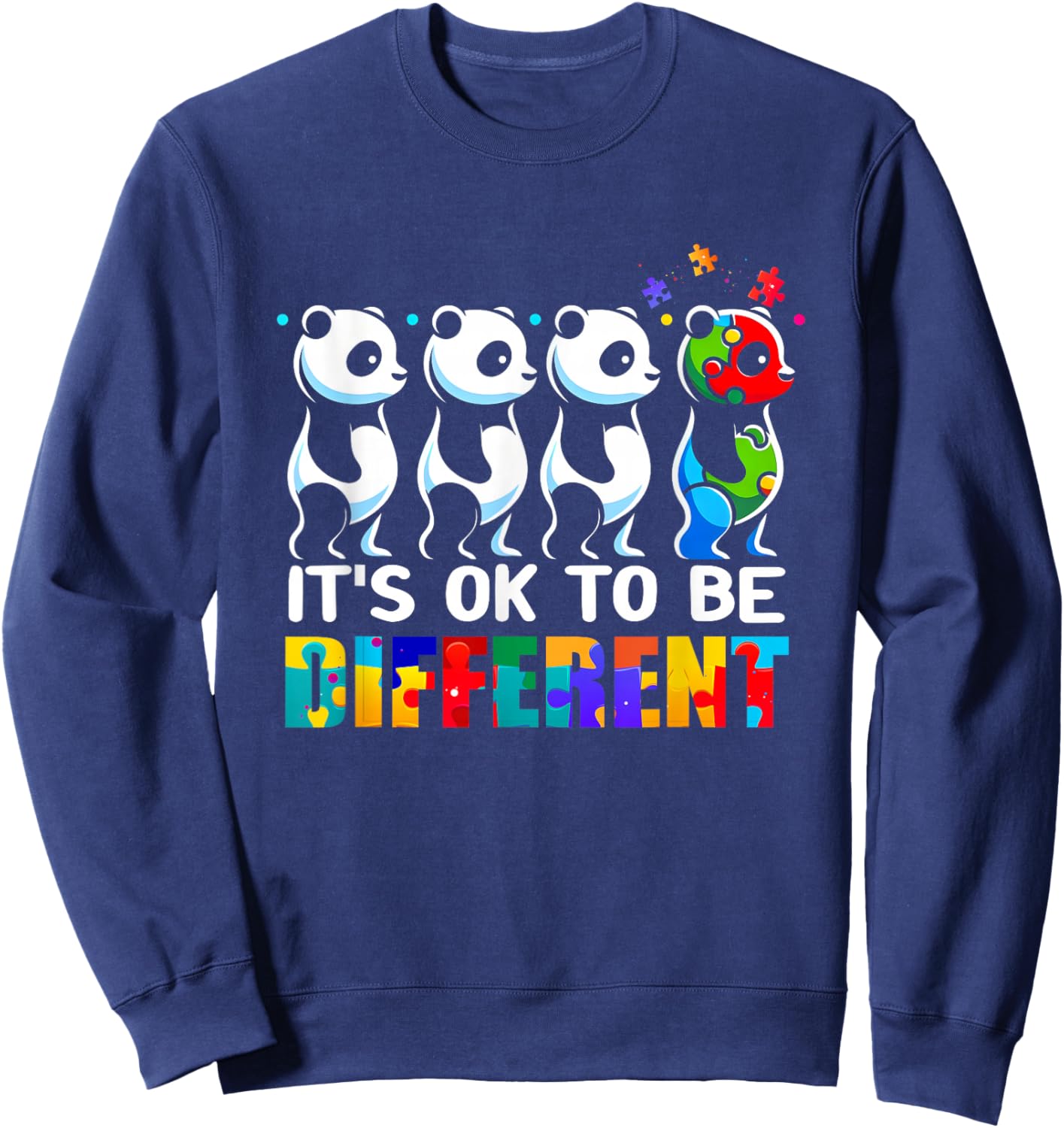 Autism Awareness Panda Kid Boys Its Ok ToBe Different Sweatshirt - Sweatshirt | Navy