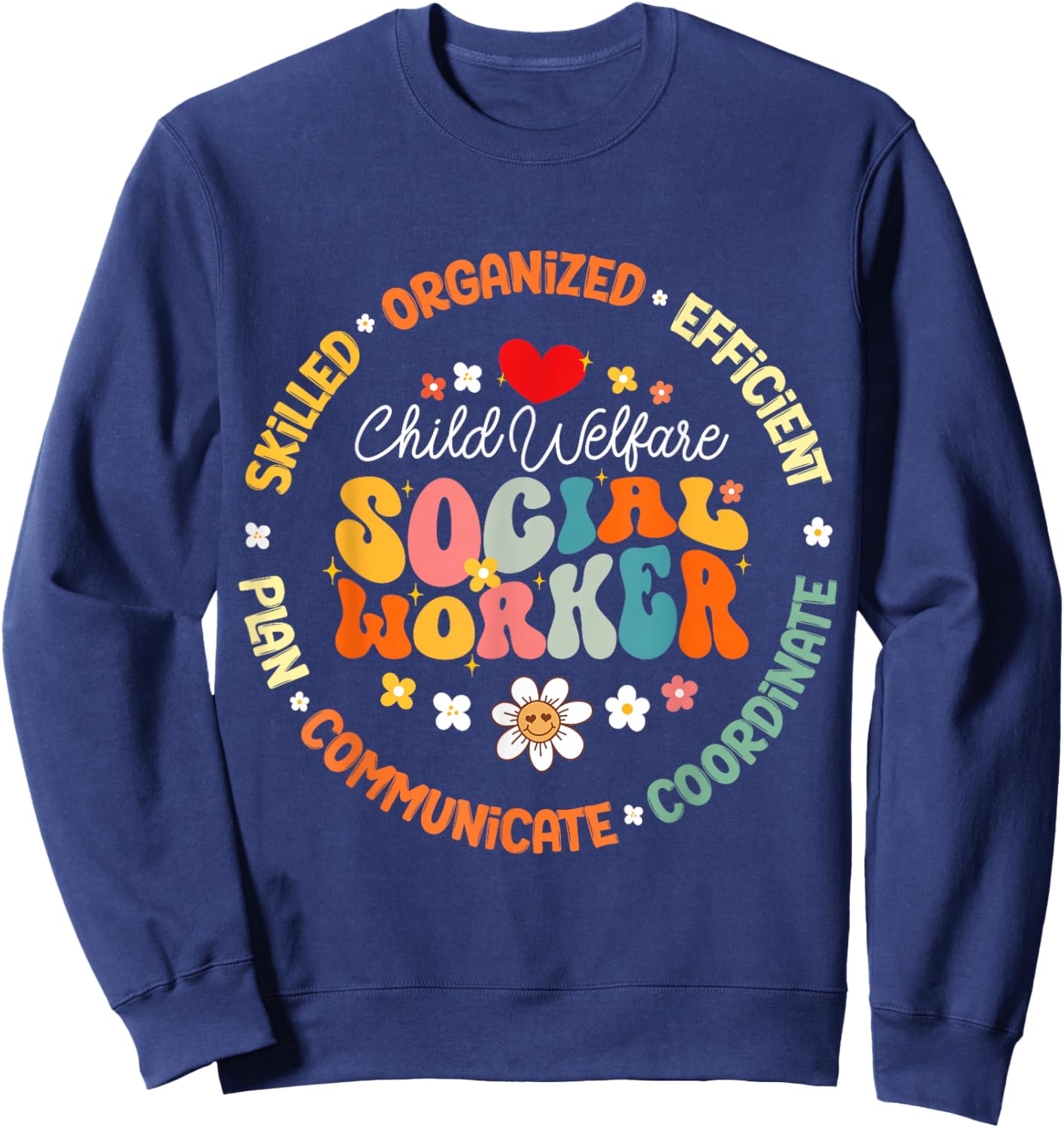 Child Welfare Social Worker Appreciation Week Back School Sweatshirt - Sweatshirt | Navy