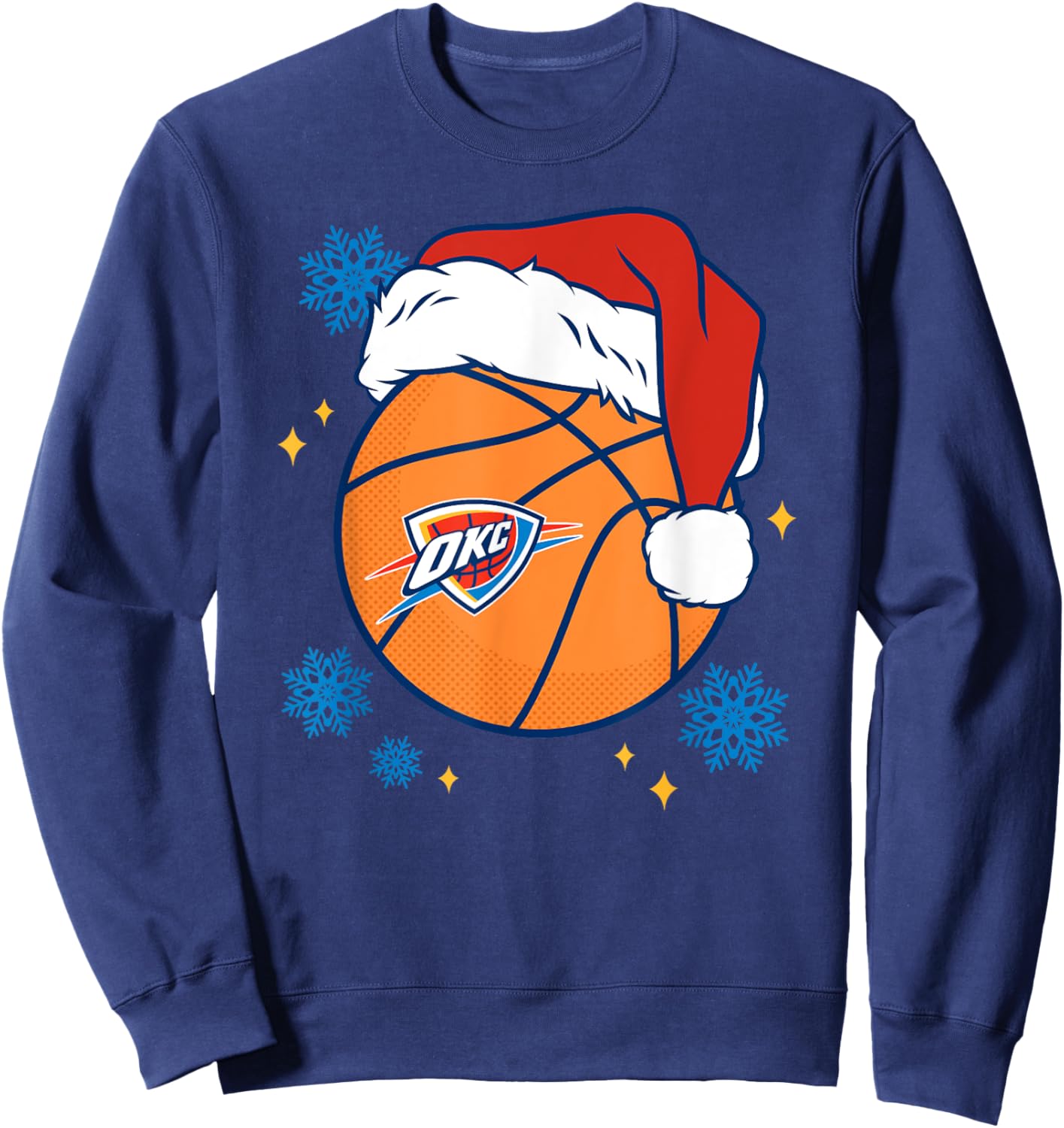 NBA Oklahoma City Thunder Christmas Santa Hat Ball Sweatshirt - Sweatshirt | Navy