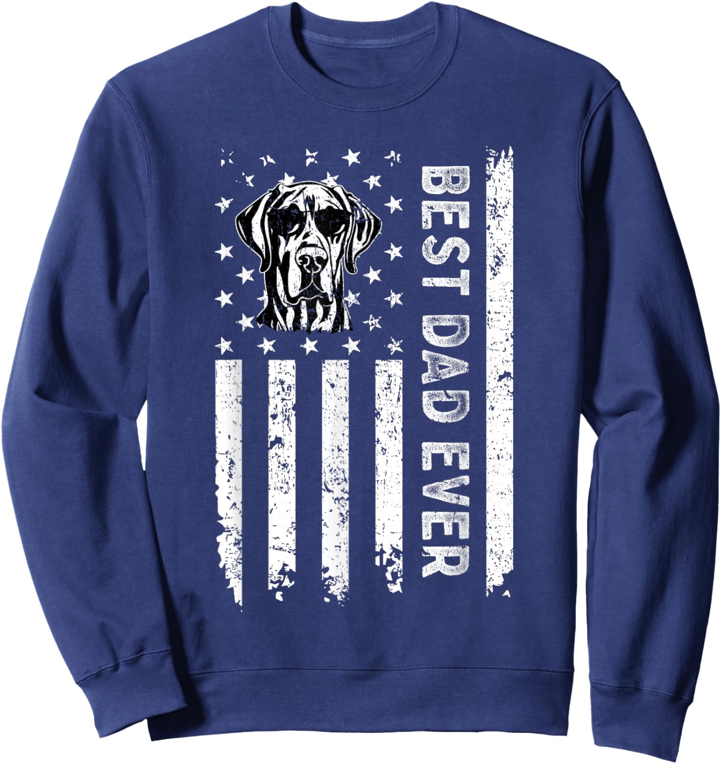 Best Great Dane Dog Dad Ever Fathers Day USA Flag Women Kids Sweatshirt - Sweatshirt | Navy
