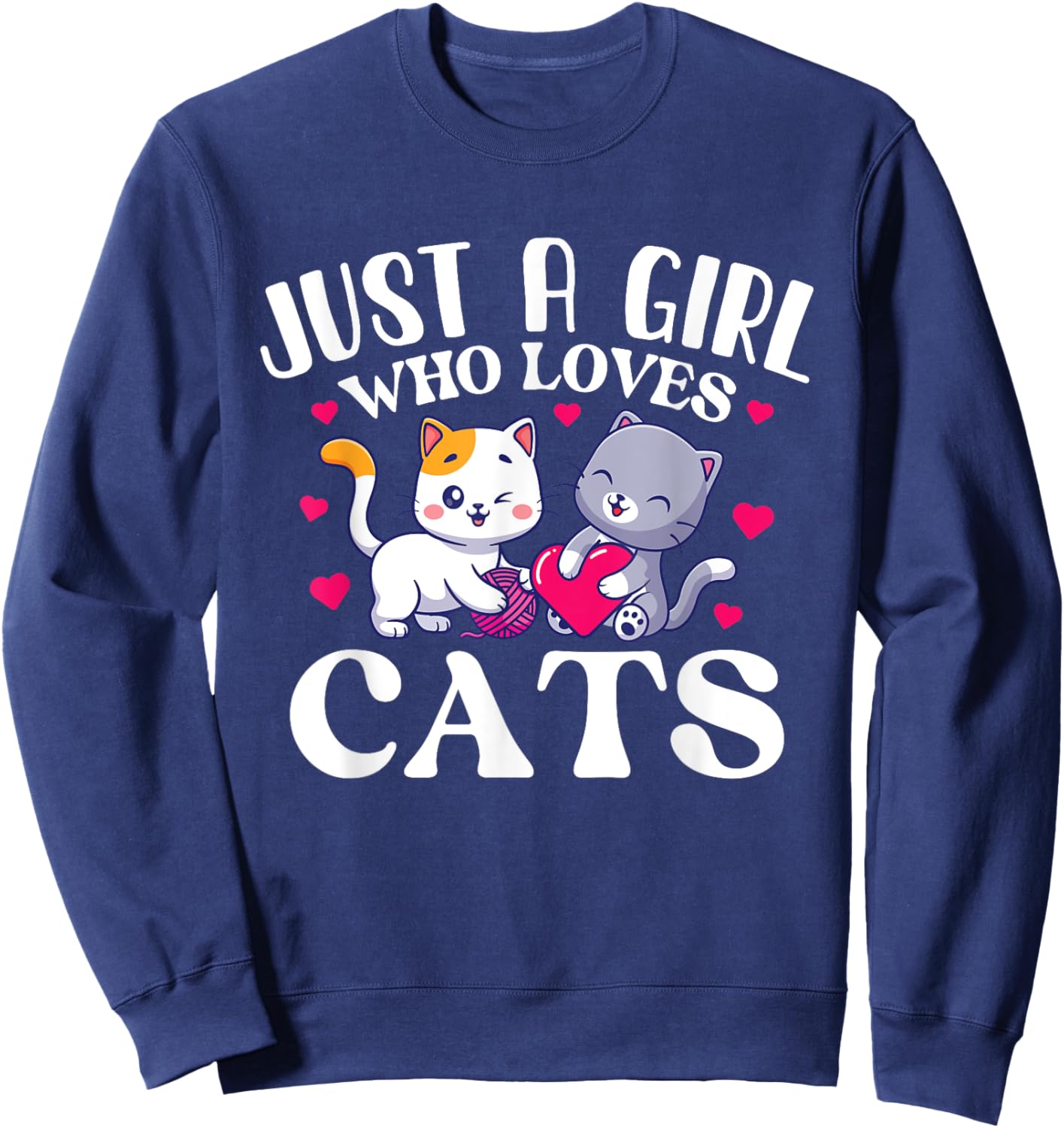 Just A Girl Who Loves Cats - Cat Lover Kitten Owner Kitty Sweatshirt - Sweatshirt | Navy