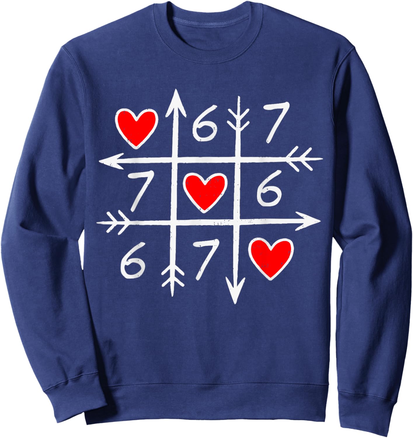 Valentines Day Six Seven 67 Meme 6 7 Heart Boys Girls Kids Sweatshirt - Sweatshirt | Navy