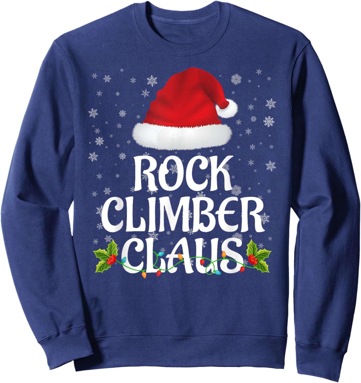 Rock Climber Claus Christmas Lights Pajama Family Matching Sweatshirt - Sweatshirt | Navy