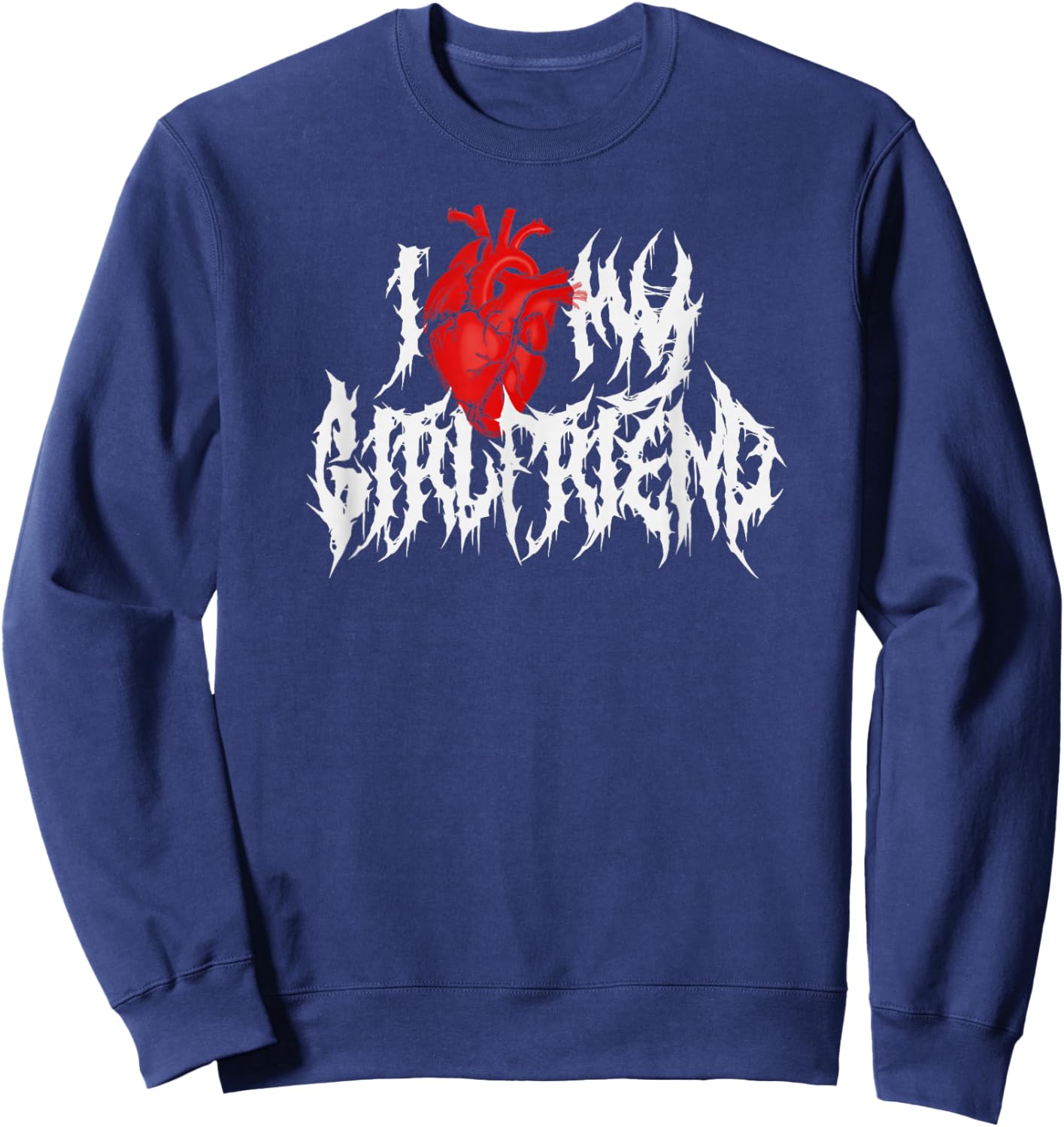 I Anatomical Heart My Girlfriend. Death Metal Alternative Sweatshirt - Sweatshirt | Navy
