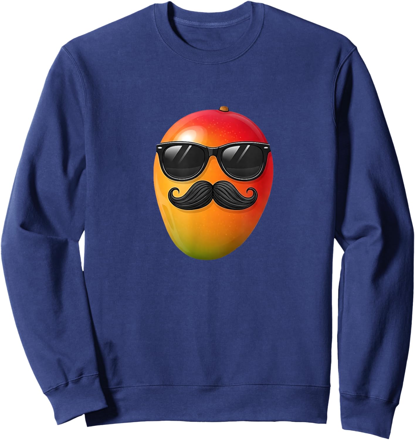 Mango Mustache Sunglasses Face Funny Fruit Cool Mango Sweatshirt - Sweatshirt | Navy