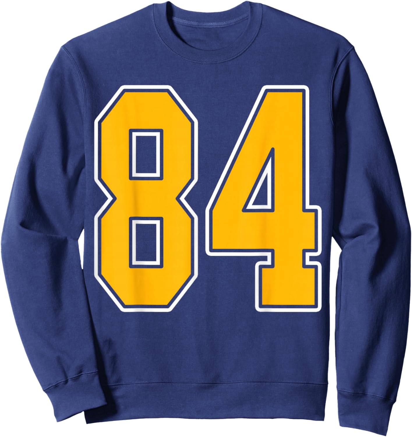 Gold and White Sports Number 84 Jersey Uniform Player Sweatshirt - Sweatshirt | Navy