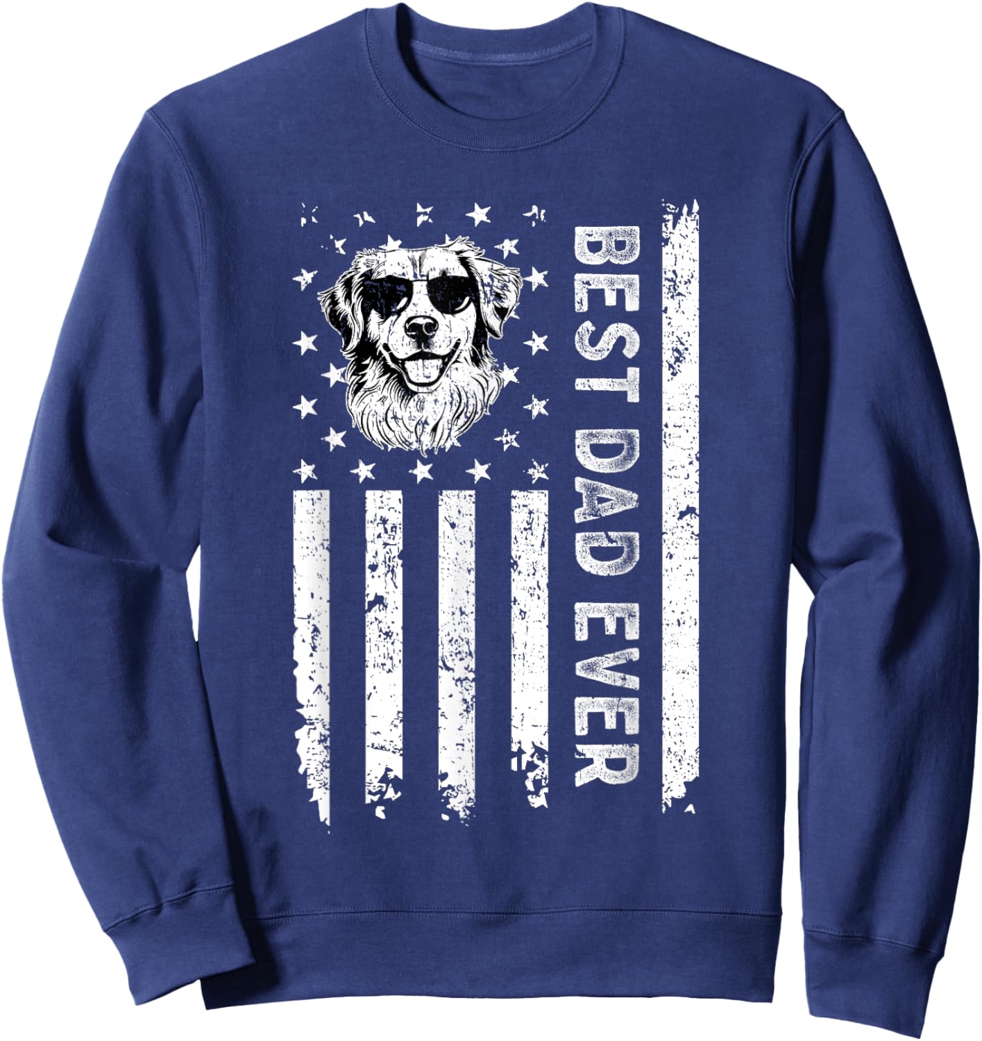 Best Golden Retriever Dog Dad Ever Fathers Day USA Flag Sweatshirt - Sweatshirt | Navy