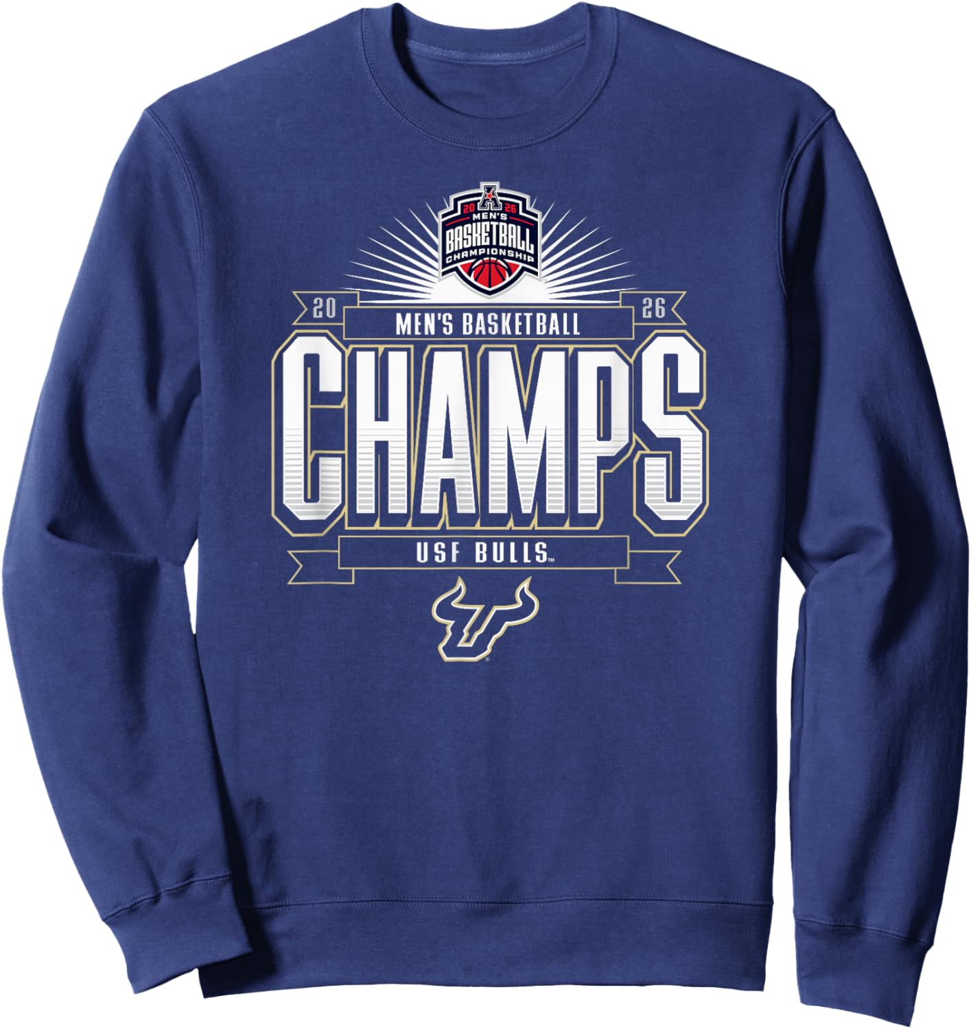 South Florida Bulls Men's Basketball AAC Champs 2026 Sweatshirt - Sweatshirt | Navy