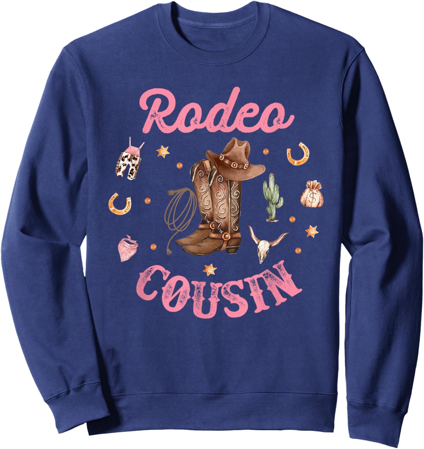Rodeo Cousin - Cousin Western Cowboy Cowgirl Birthday Family Sweatshirt - Sweatshirt | Navy