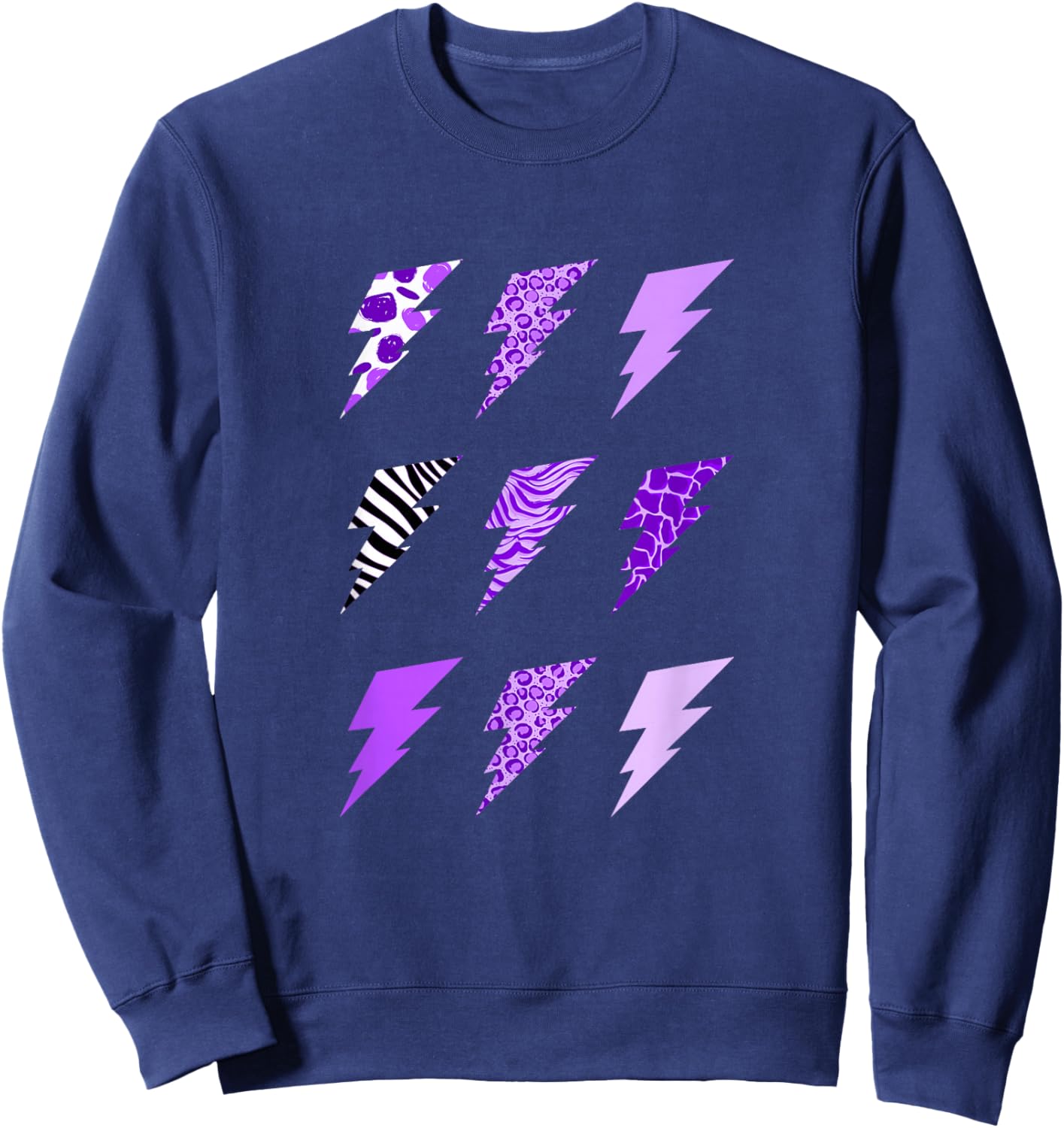 Purple Color Lightening Strike-x9 Purple Graphic Sweatshirt - Sweatshirt | Navy