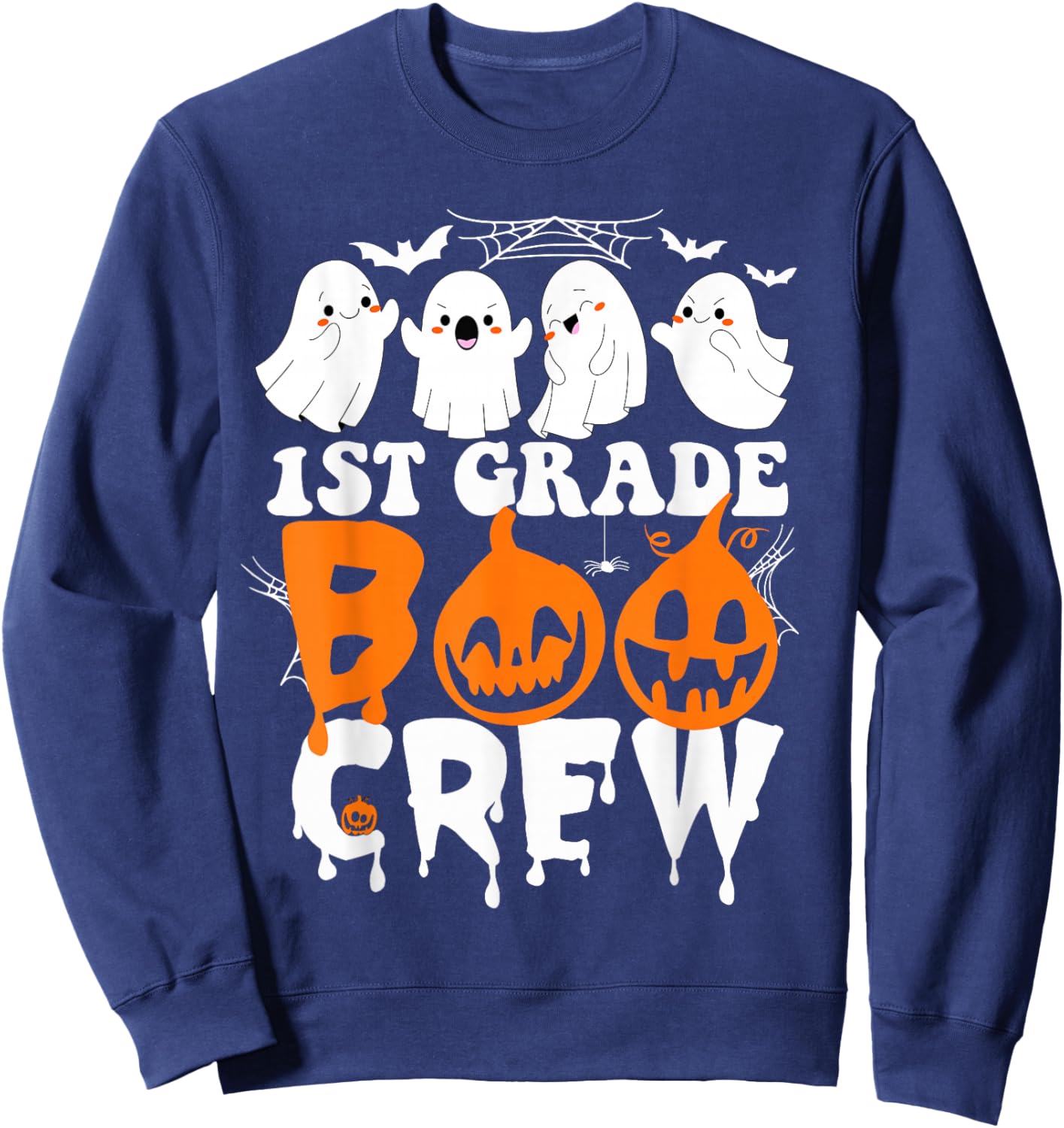 First Grade Boo Crew Teacher Student Cute Ghost Halloween Sweatshirt - Sweatshirt | Navy