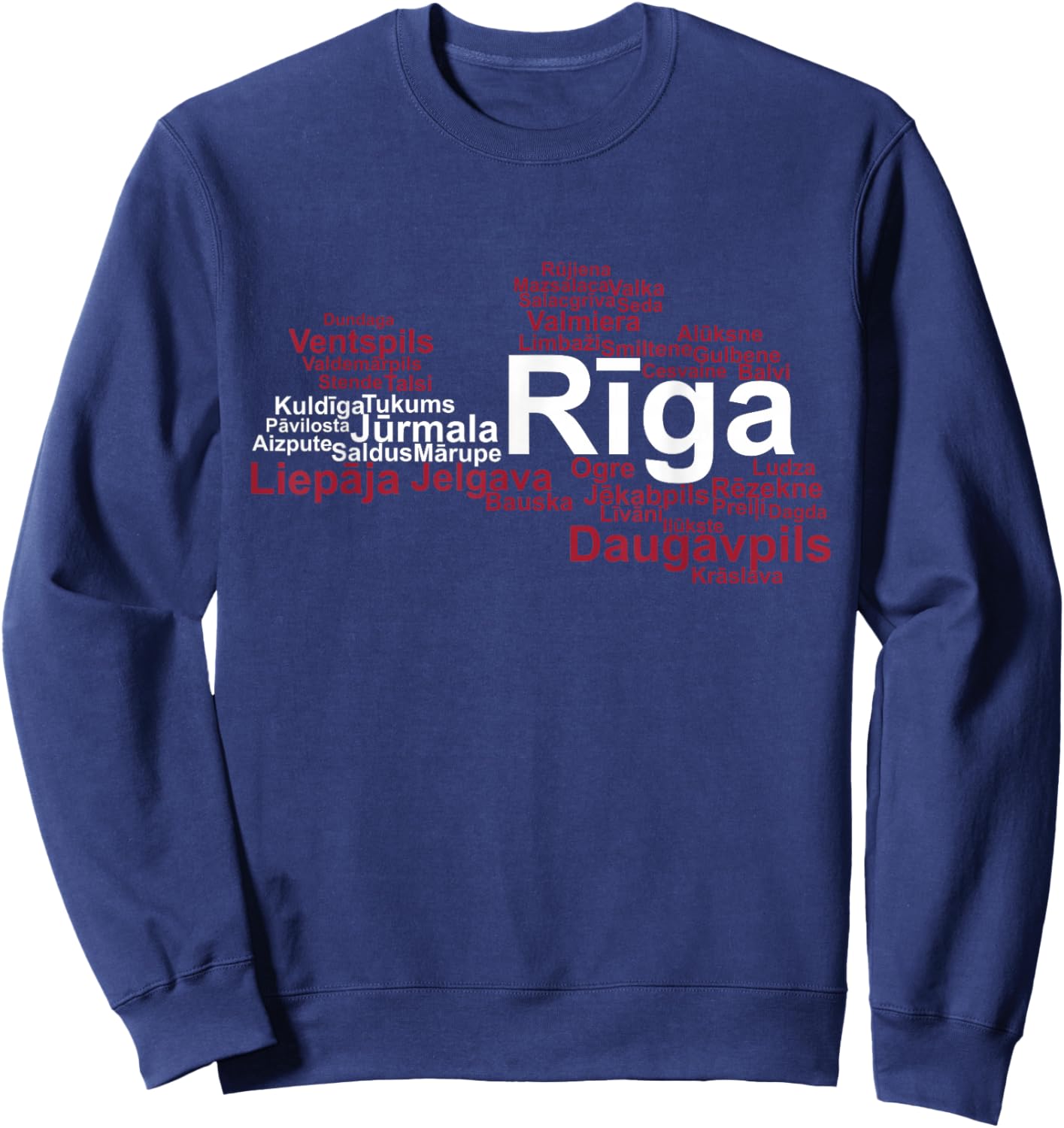 Latvia Flag Towns, Latvia Pride, Latvia Outline, Latvia Sweatshirt - Sweatshirt | Navy