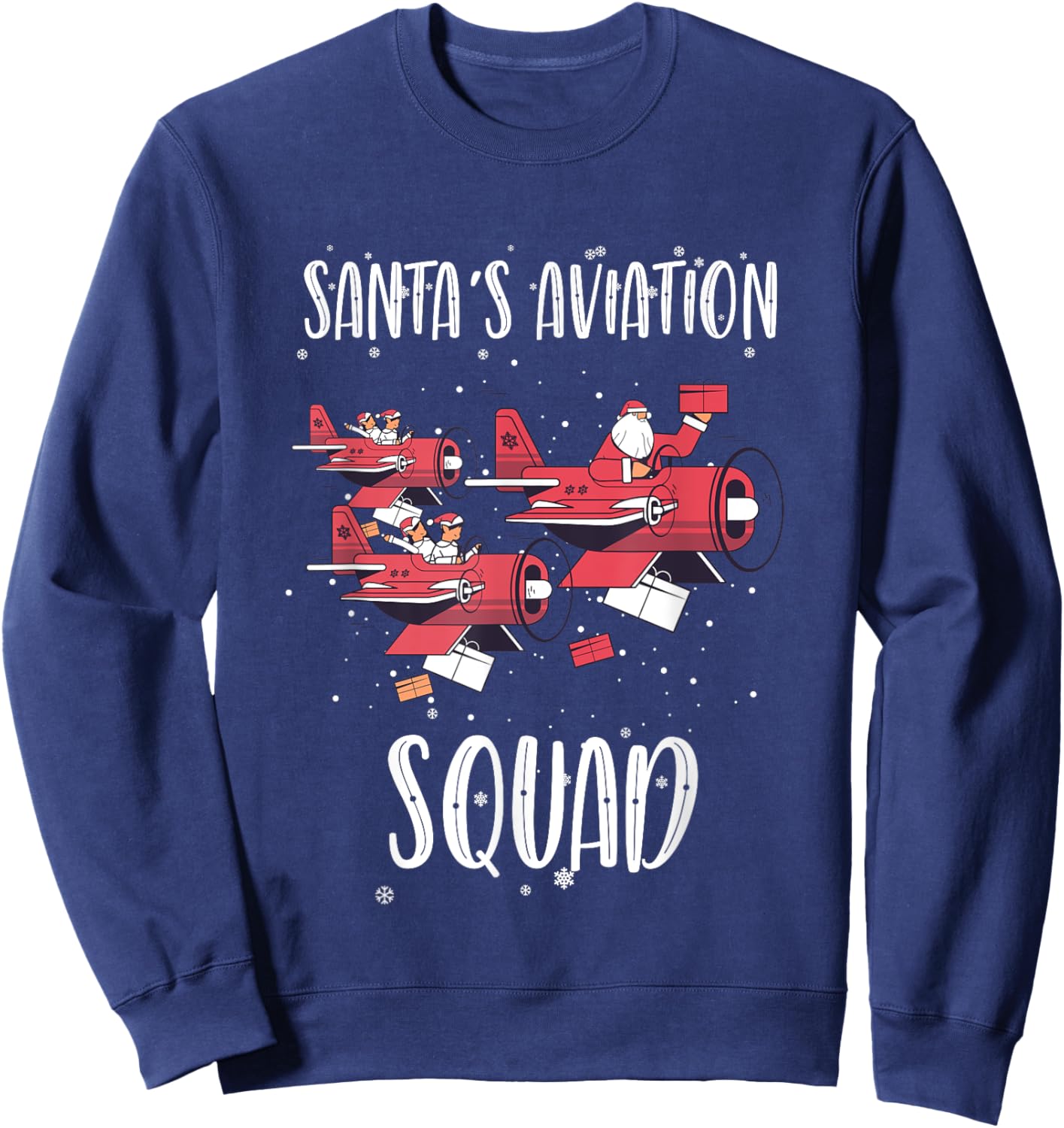Aviation Technician Santa Pilot Holiday Christmas Airplane Sweatshirt - Sweatshirt | Navy
