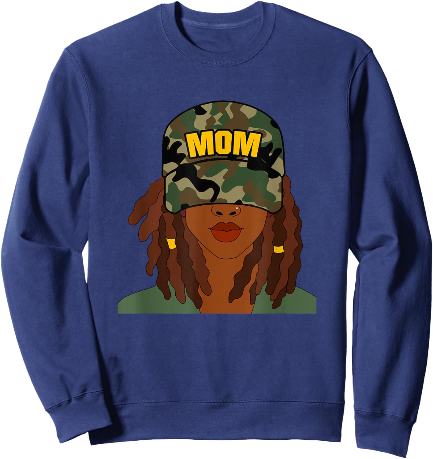 African American Mom Mother's Day Locs Camo Hat Sweatshirt - Sweatshirt | Navy