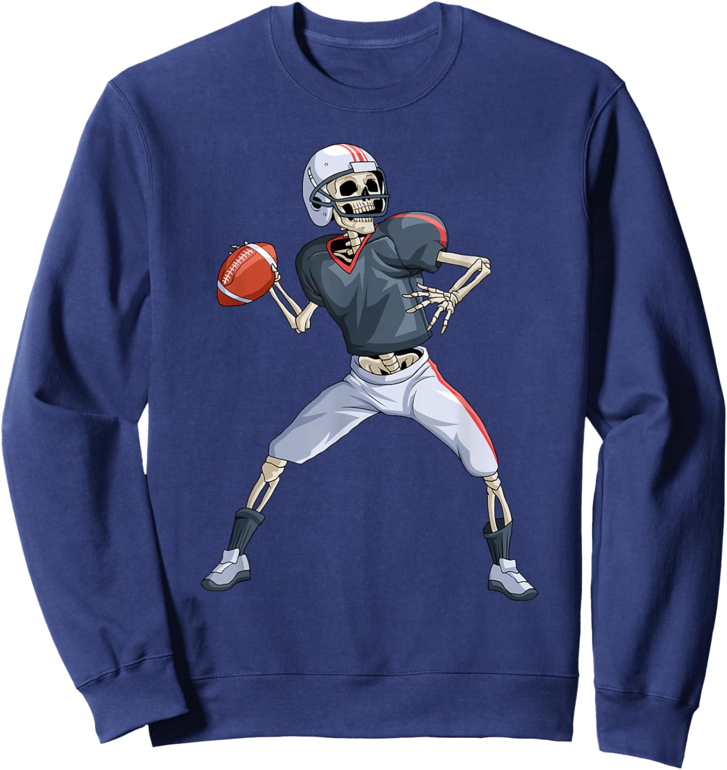 American Football Skeleton Quarterback Halloween Football Sweatshirt - Sweatshirt | Navy