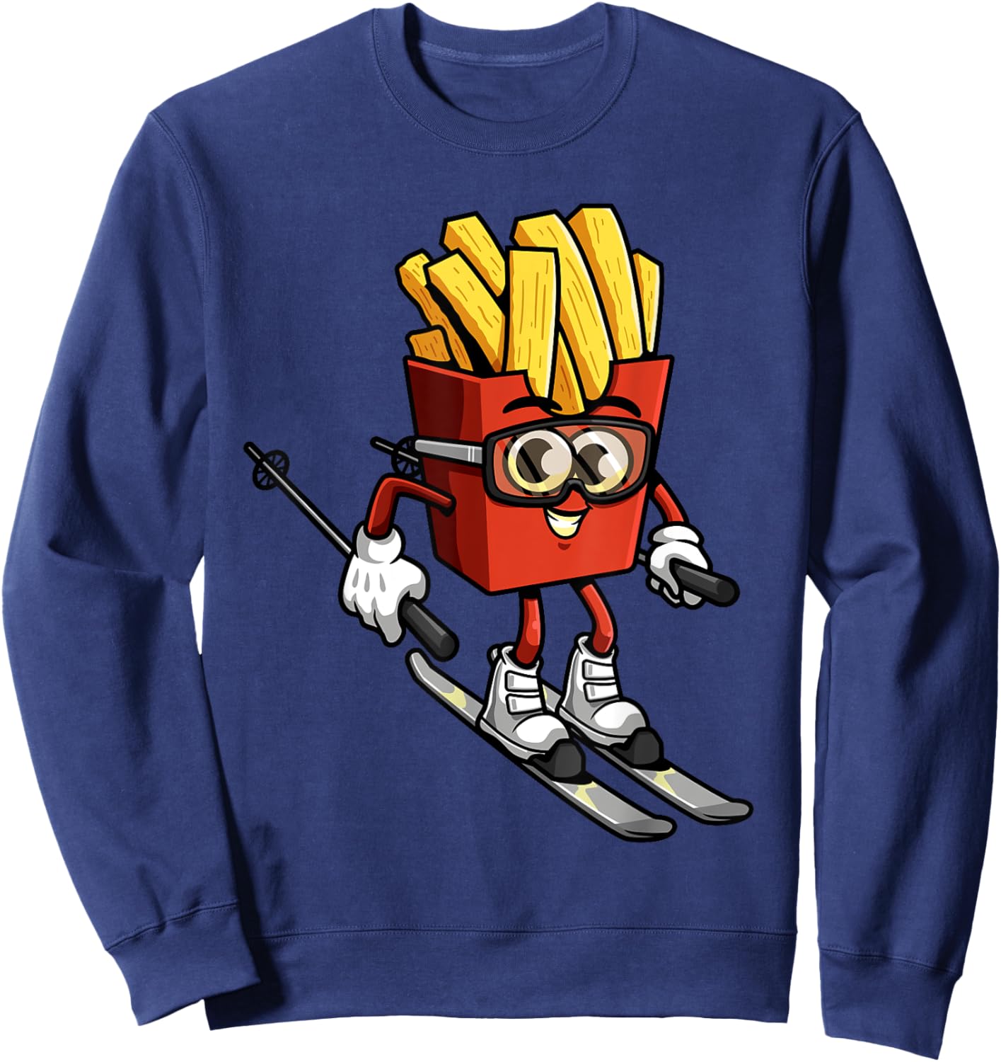 Funny French Fry Ski Potato Fries Skiing Instructor Outfit Sweatshirt - Sweatshirt | Navy
