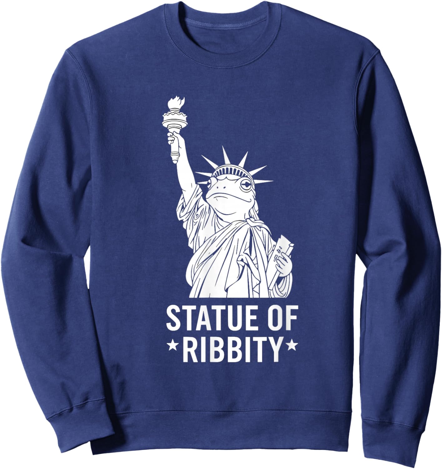 Funny Frog Protest Statue of Ribbity Resist Sweatshirt - Sweatshirt | Navy