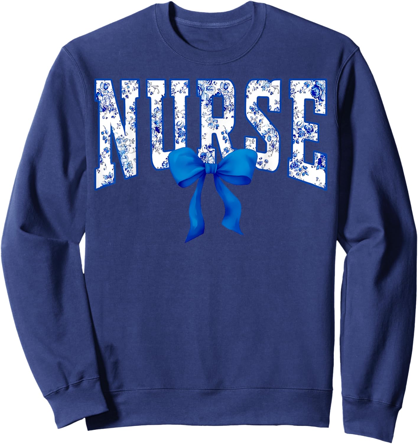 Toile De Jouy Nurse Coquette Bow Nurse Floral Sweatshirt - Sweatshirt | Navy