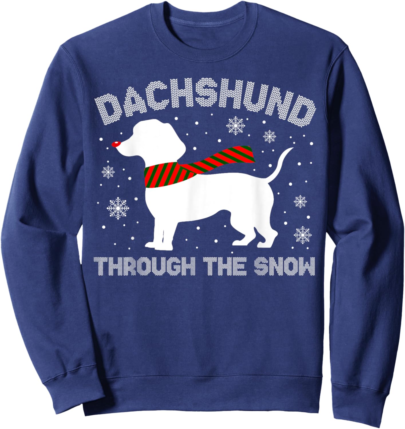 Dachshund Through The Snow Funny Christmas Pajamas Dog Lover Men Women Sweatshirt - Sweatshirt | Navy