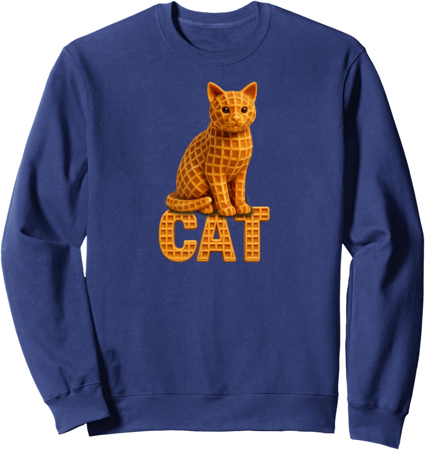 Waffle Cat Funny Kids Men Women Sweatshirt - Sweatshirt | Navy