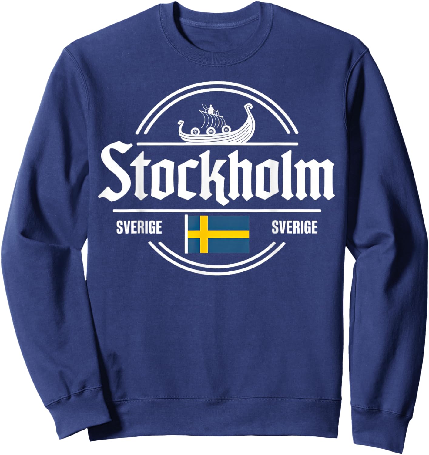 Stockholm Sverige Sweden City Viking Flag Sweatshirt - Sweatshirt | Navy