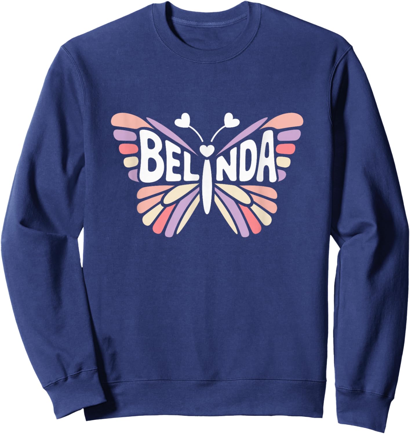 Belinda Butterfly - Personalized Cute Name Word Art Sweatshirt - Sweatshirt | Navy