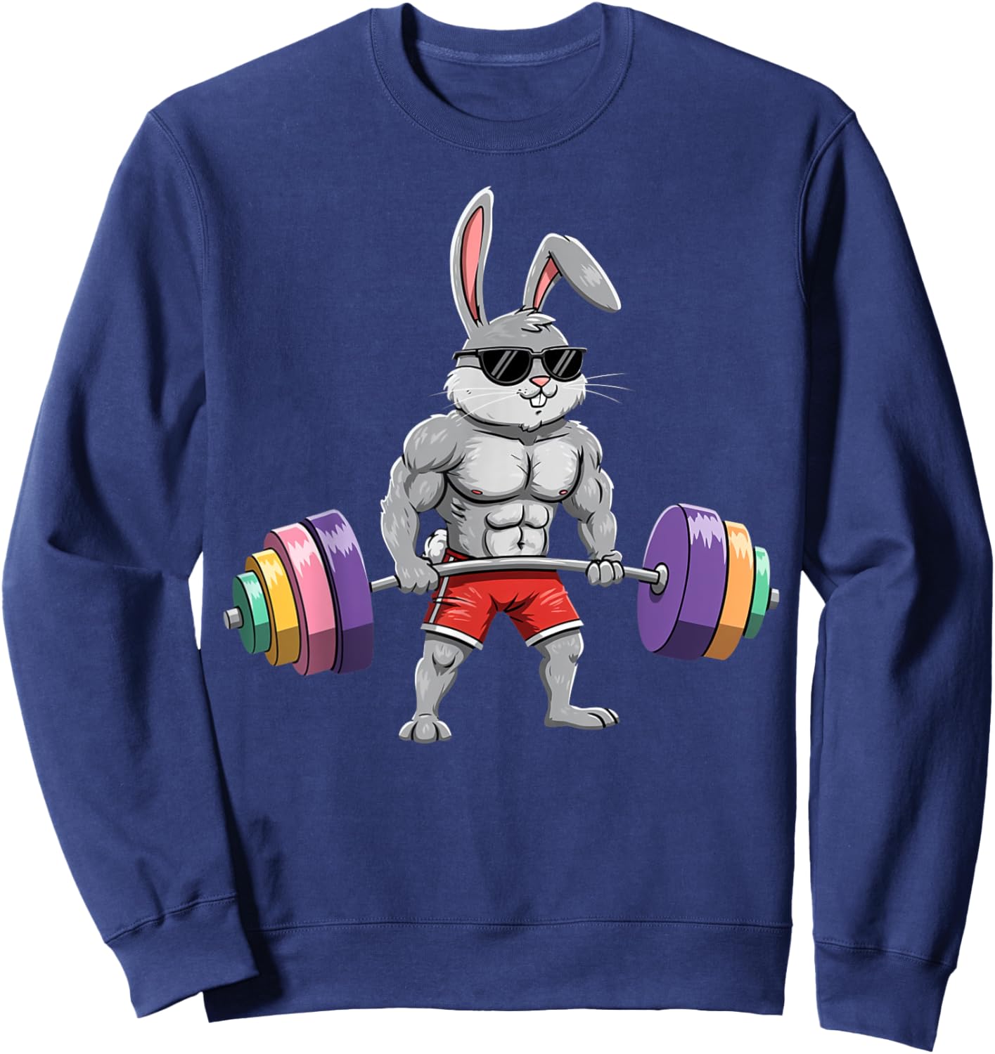 Easter Day Workout Deadlift Bunny Easter Gym Men Women Sweatshirt - Sweatshirt | Navy