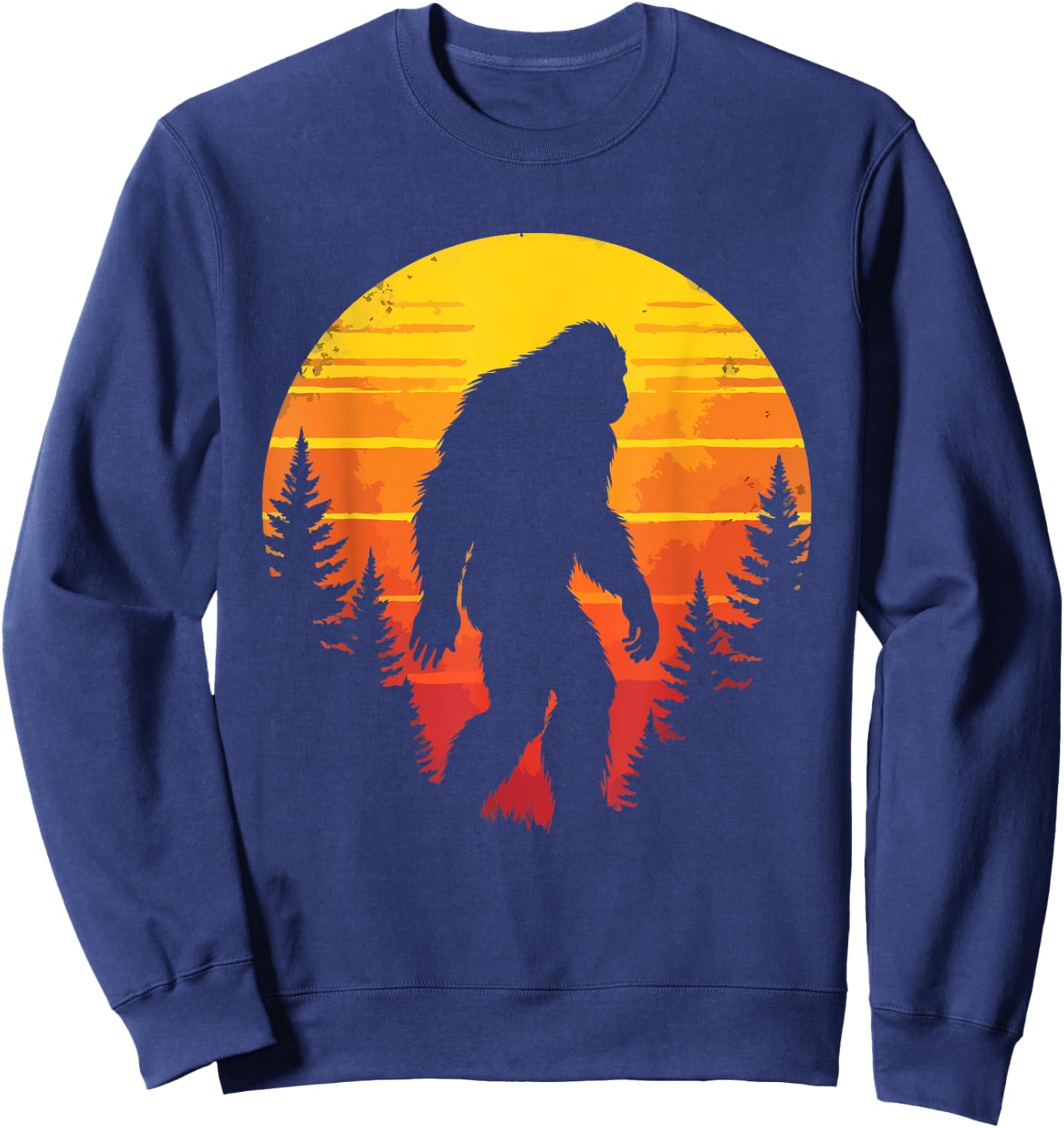 Bigfoot Cryptid & Retro Sasquatch Sweatshirt - Sweatshirt | Navy