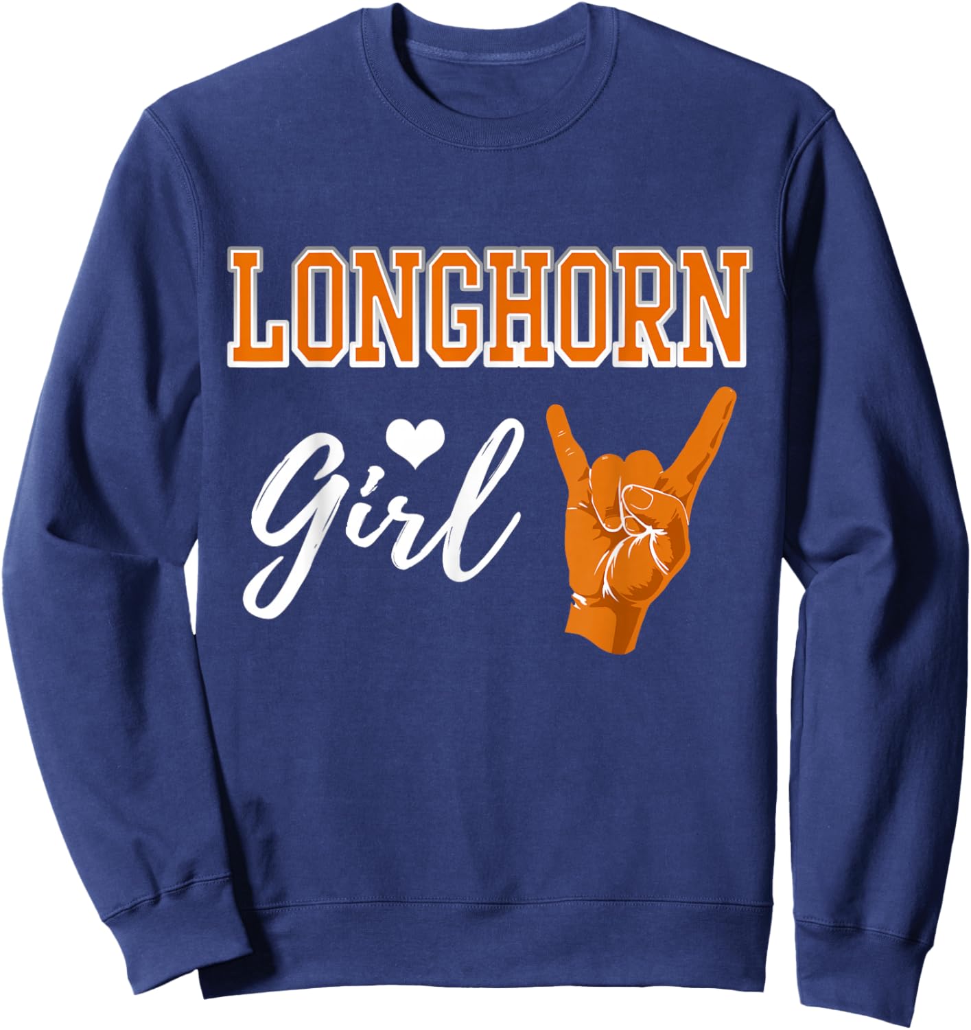 Longhorn Girl Heart Souvenir Gift Sweatshirt - Sweatshirt | Navy