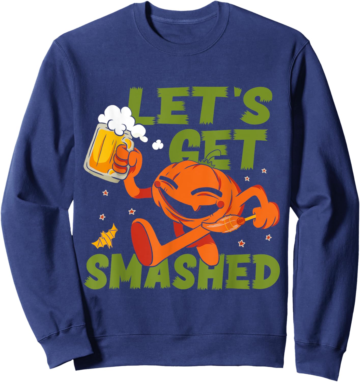 Beer Halloween Let's Get Smashed Halloween Beer Pumpkin Sweatshirt - Sweatshirt | Navy