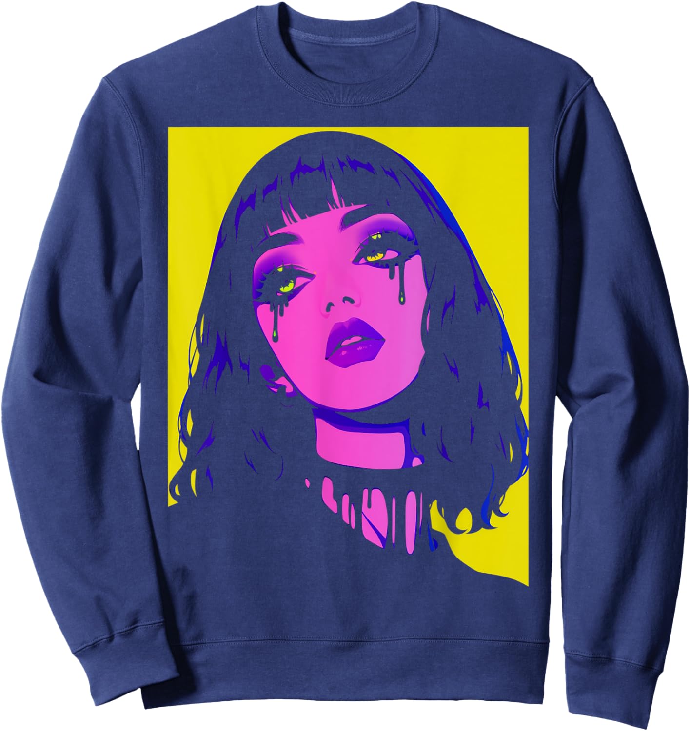 Cybergoth Cybercore Grunge Punk Goth Girl Alt Anime Manga Sweatshirt - Sweatshirt | Navy