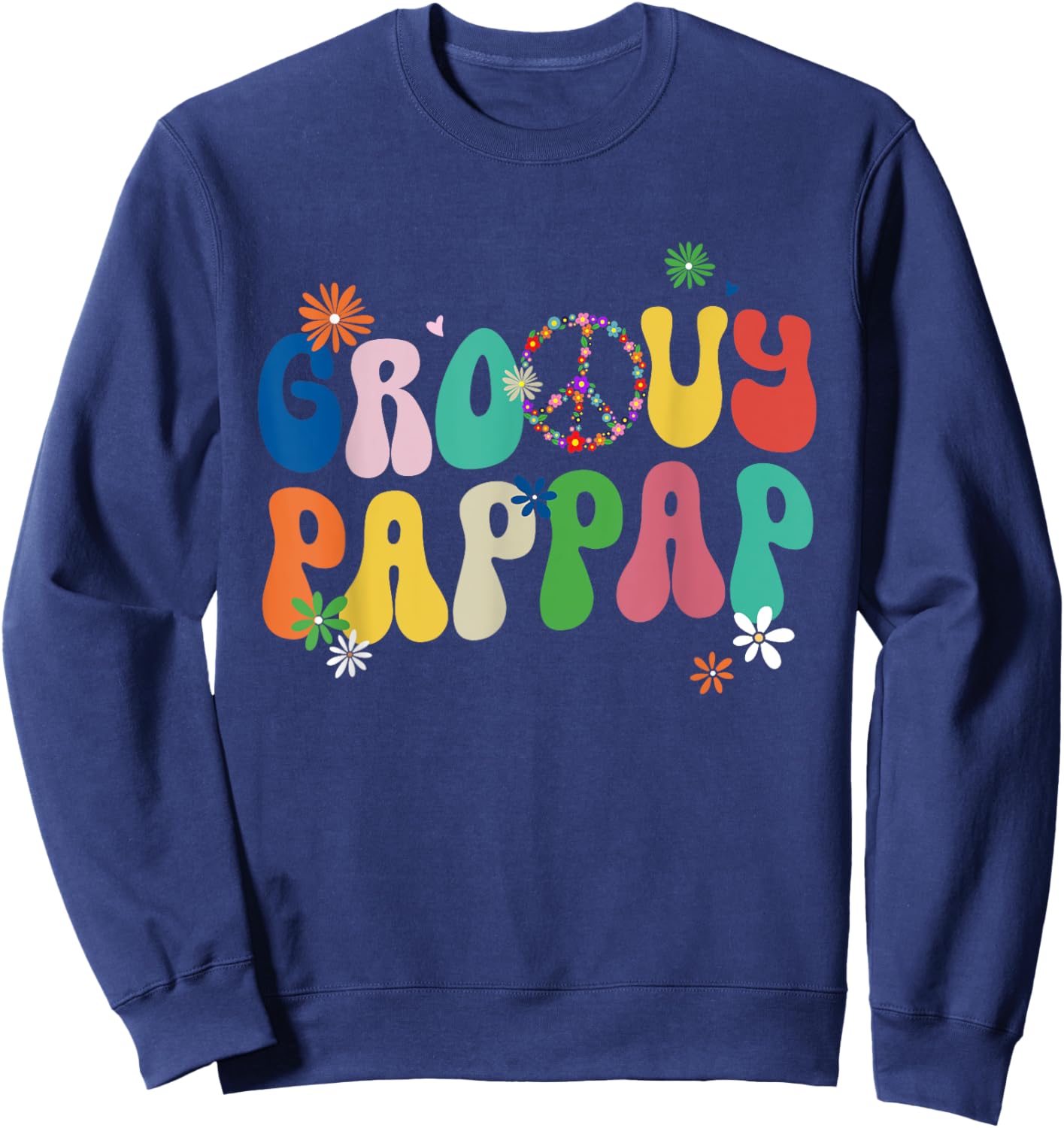 Retro Groovy Pap Pap Gifts For Father's Day Dad Grandpa Men Sweatshirt - Sweatshirt | Navy