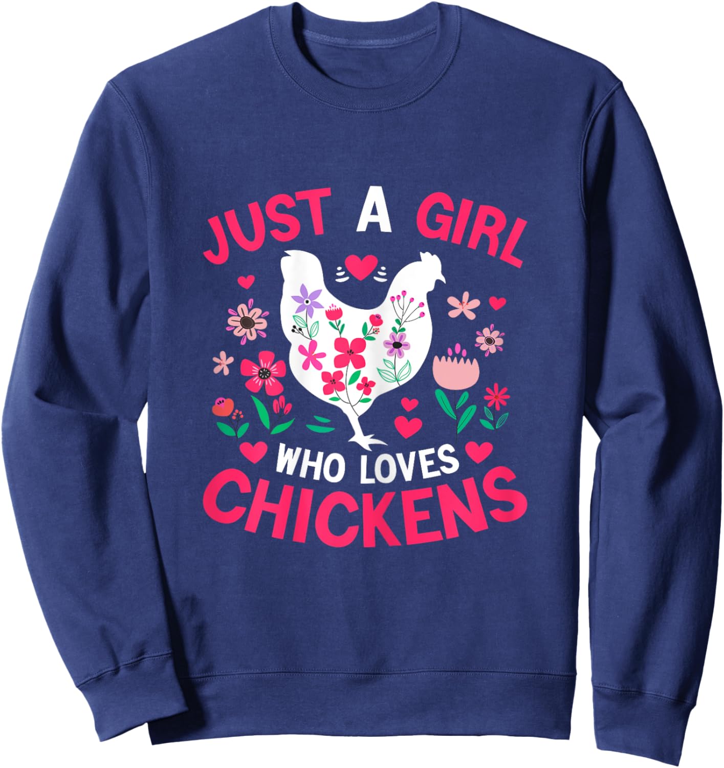 Just a Girl who Loves Chickens Shirt Cute Chicken Kids Women Sweatshirt - Sweatshirt | Navy
