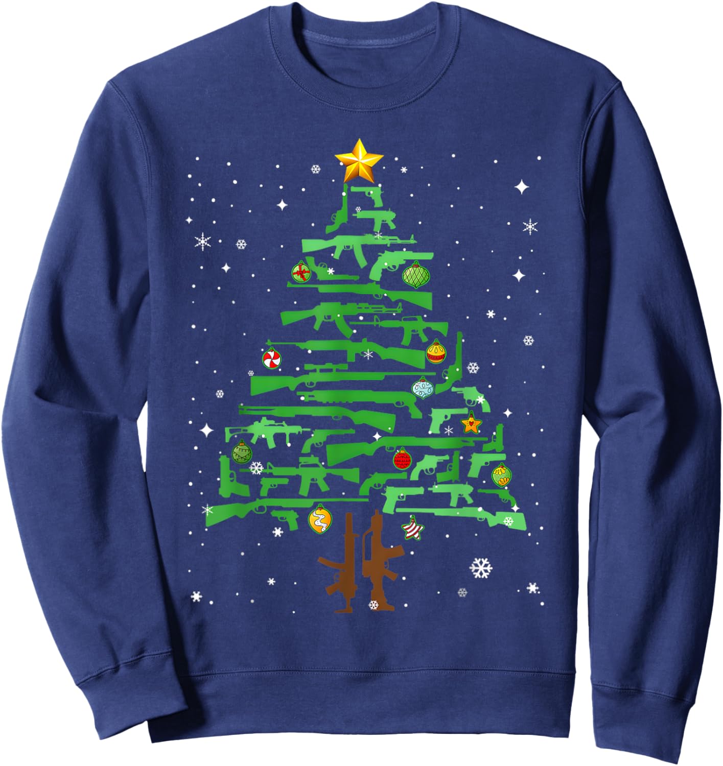 Xmas Patriotic 2nd Amendment Gun Christmas Tree Sweatshirt - Sweatshirt | Navy