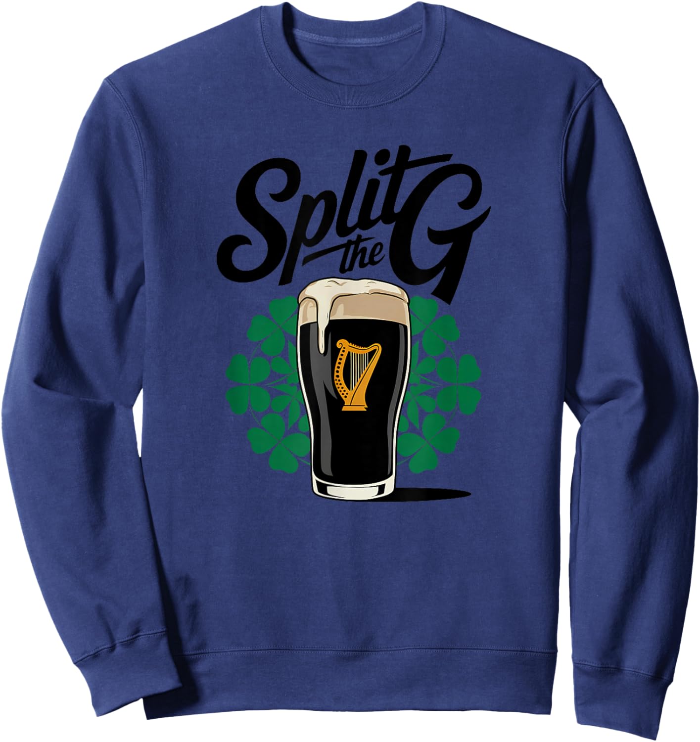 Irish Beer Split The G Shamrock Pint Sweatshirt - Sweatshirt | Navy