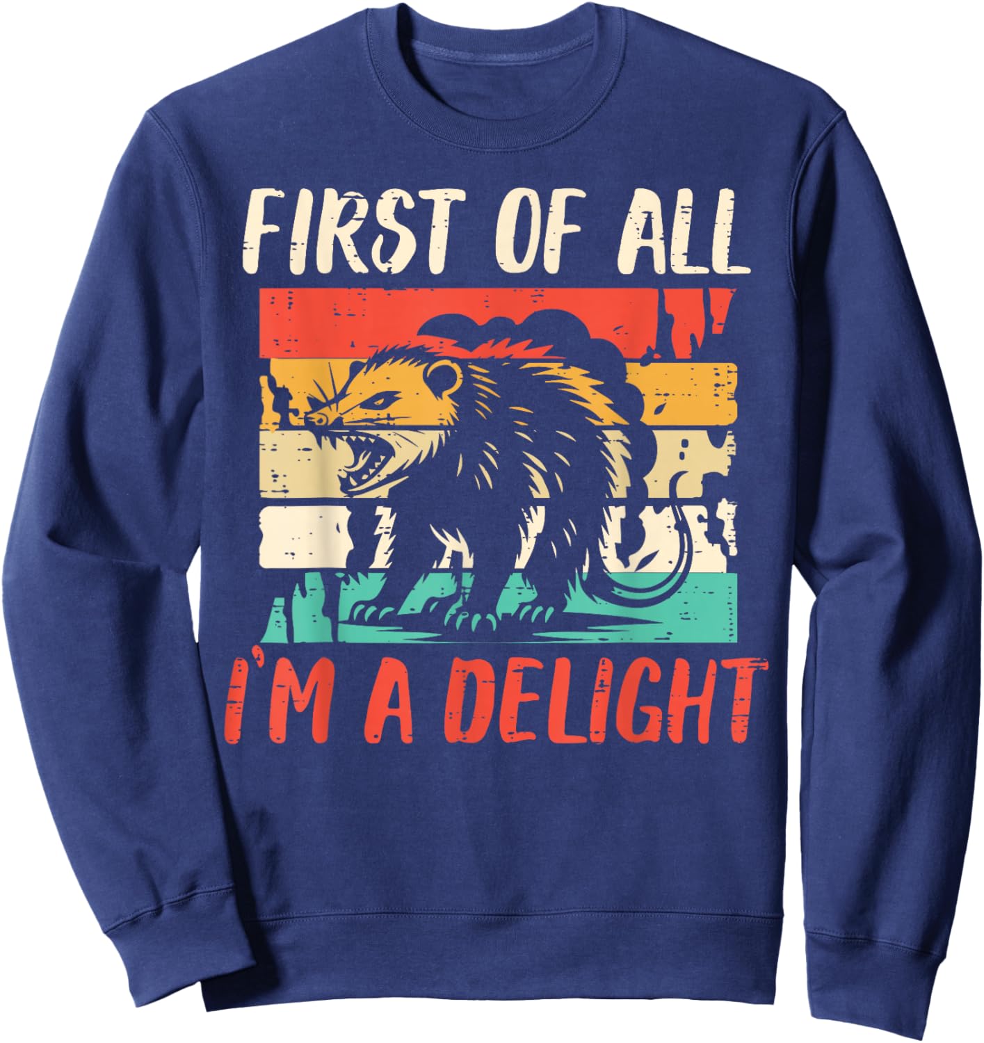 First Of All Im Delight Opossum Funny Saying Men Women Kids Sweatshirt - Sweatshirt | Navy