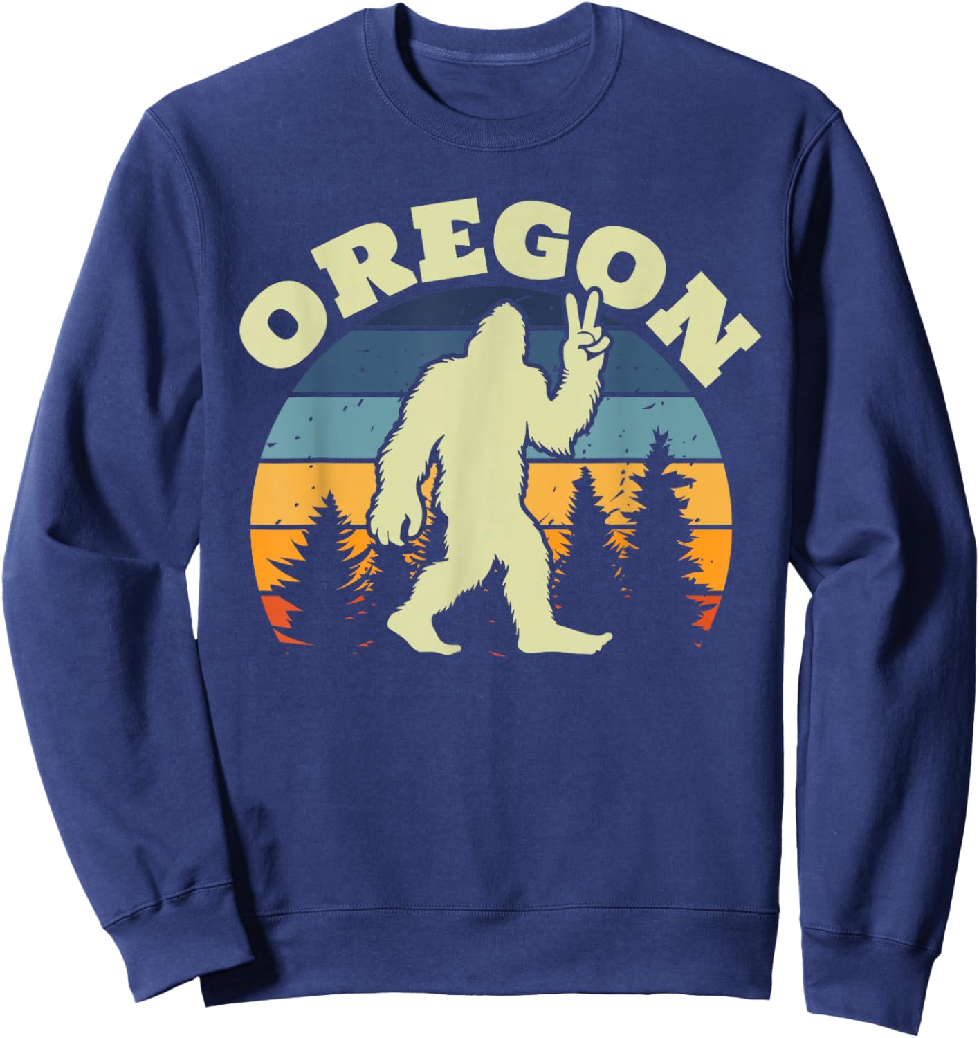 Oregon US State Bigfoot Sasquatch Silhouette Retro Sweatshirt - Sweatshirt | Navy