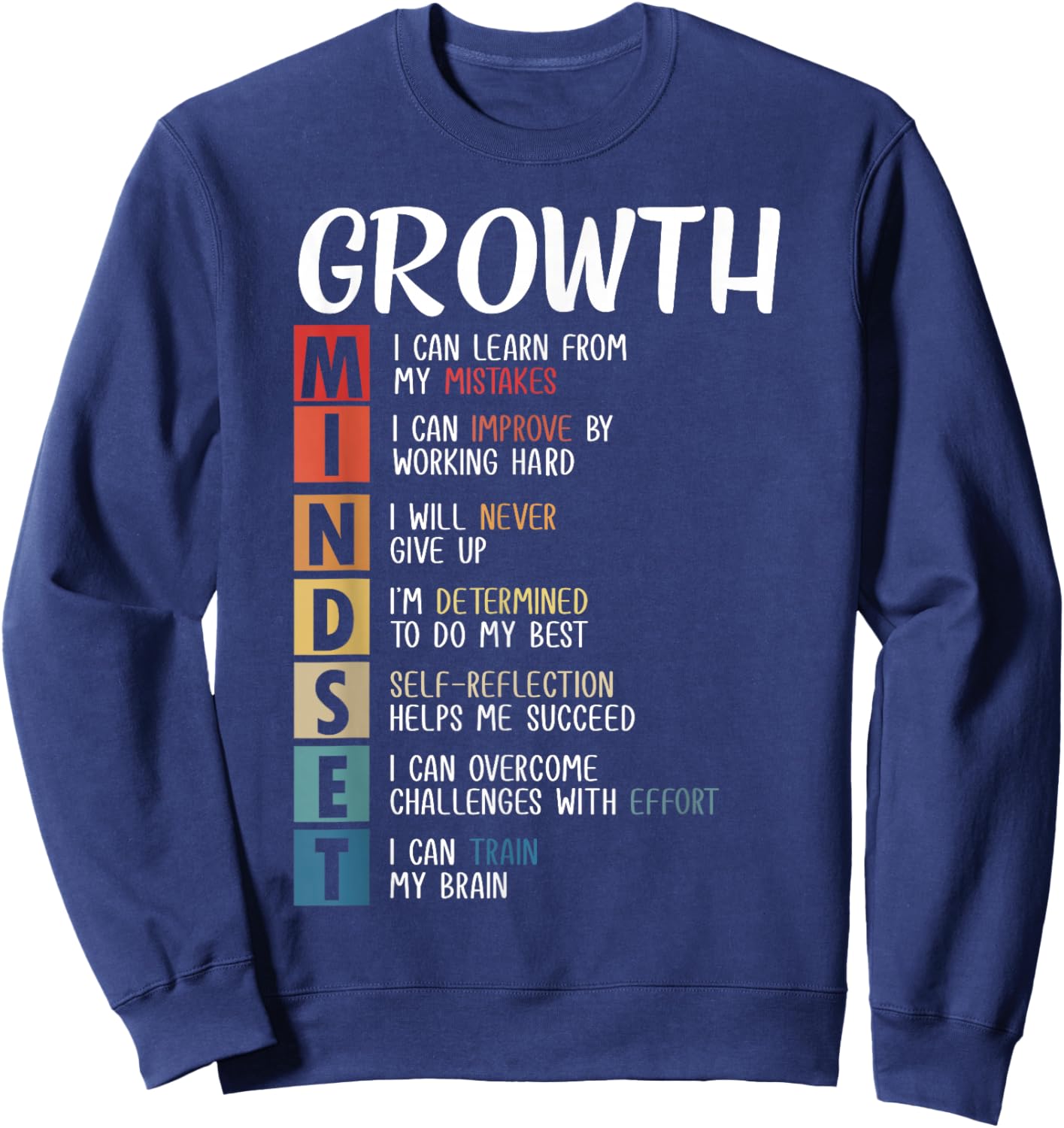 Growth Mindset Motivational Quote Classroom Teacher Women Sweatshirt - Sweatshirt | Navy