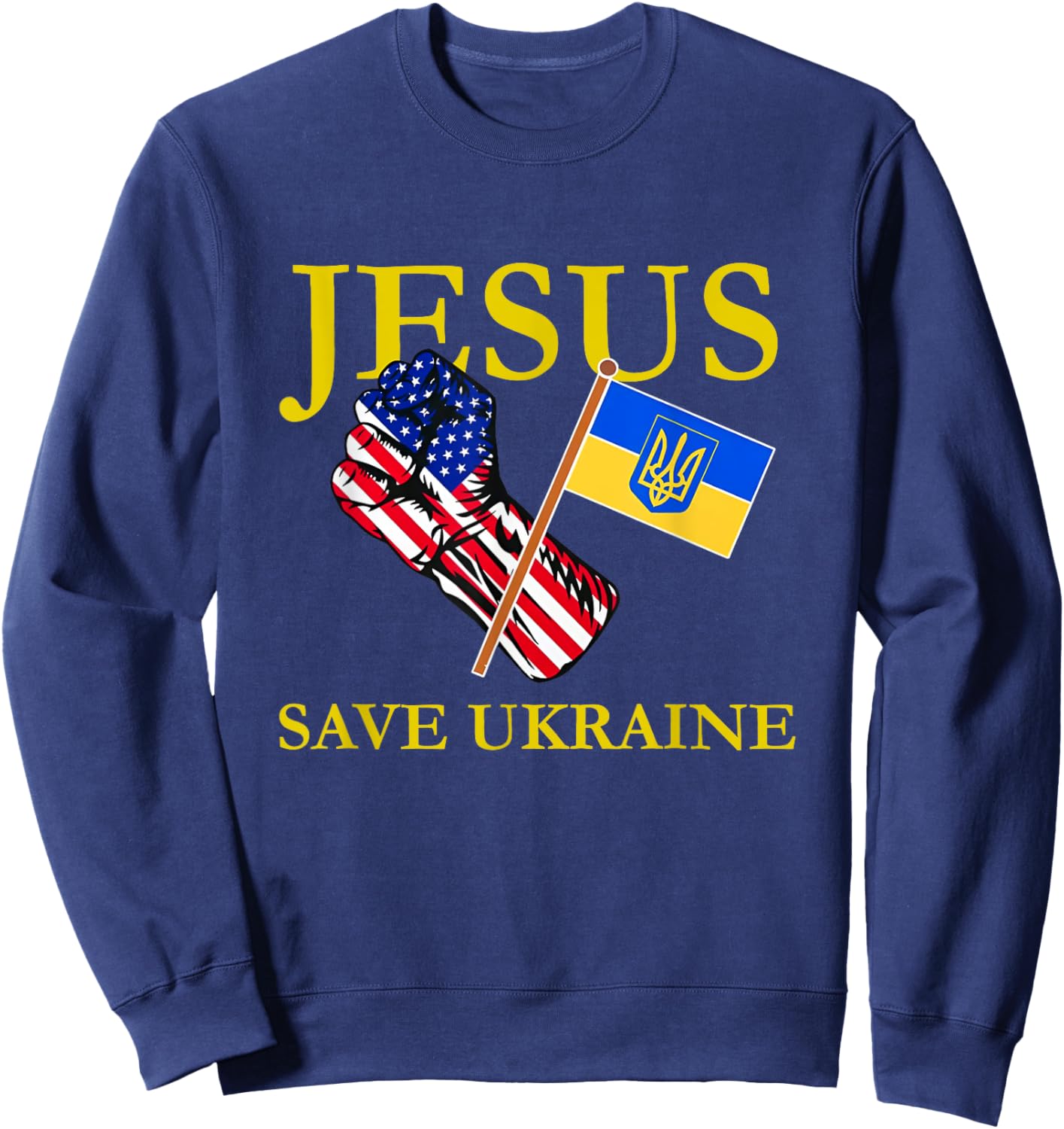 Jesus Save Ukraine Christian Sweatshirt - Sweatshirt | Navy
