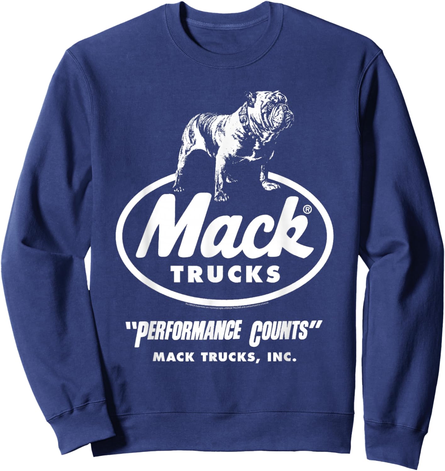 Mack Trucks Performance Counts Bulldog Logo Trucking Sweatshirt - Sweatshirt | Navy