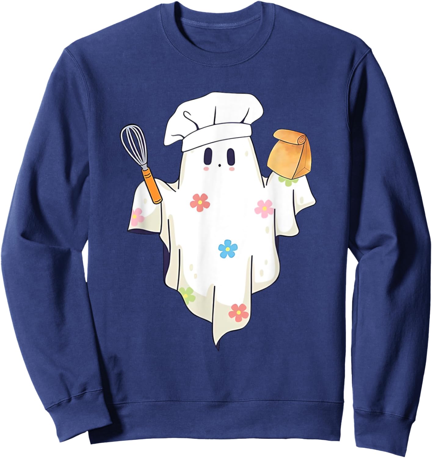 Cute Little Ghost Chef Funny Lunch Lady Cafeteria Costume Sweatshirt - Sweatshirt | Navy