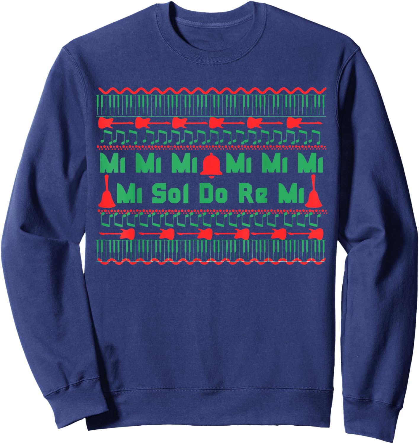 Mi Mi Mi Sol Do Re Mi Music Notes Teacher Ugly Christmas Sweatshirt - Sweatshirt | Navy
