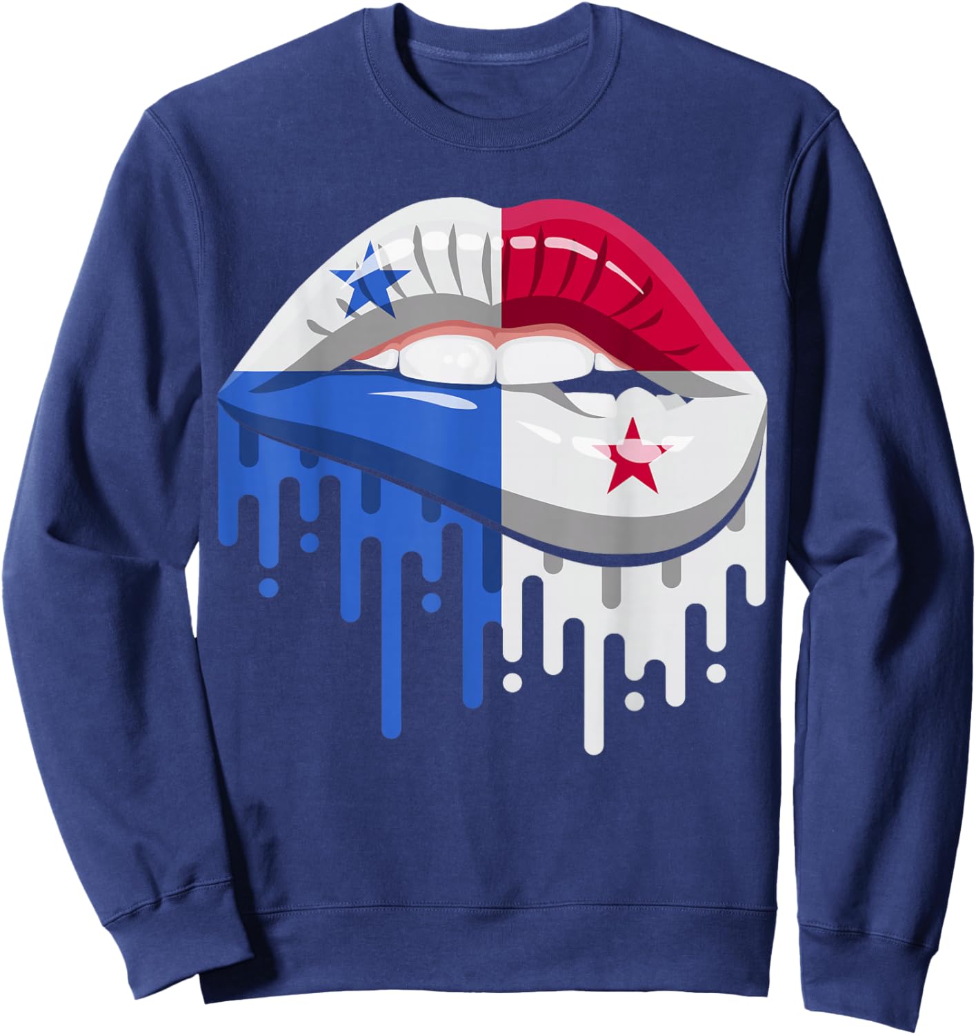 Panamanian National Flag Women Lips Panama Pride Heritage Sweatshirt - Sweatshirt | Navy