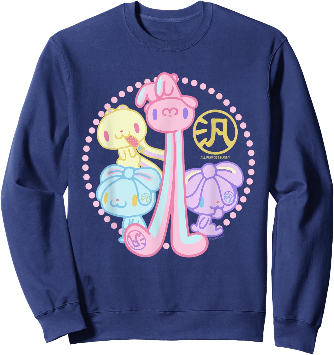 All Purpose Bunny Hanyo Usagi Pink Blue Purple & Yellow Sweatshirt - Sweatshirt | Navy