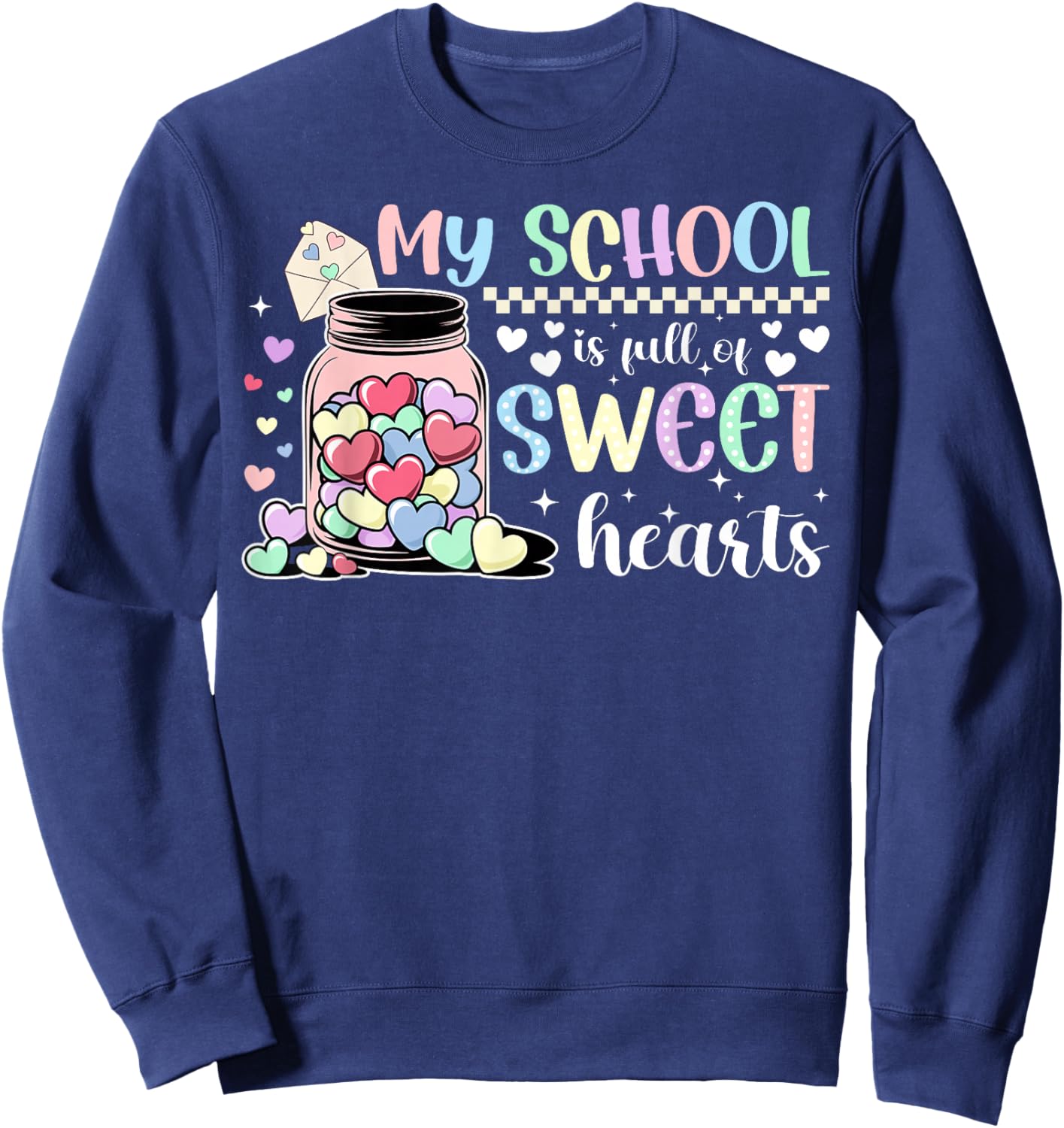 My School Valentine School Secretary Valentines Day Sweatshirt - Sweatshirt | Navy