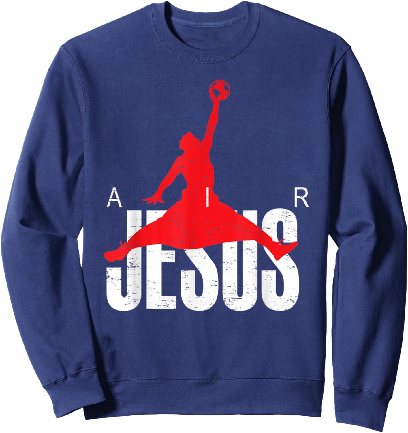 Vintage Air Jesus Sport Christian Religious Bible Verse Sweatshirt - Sweatshirt | Navy