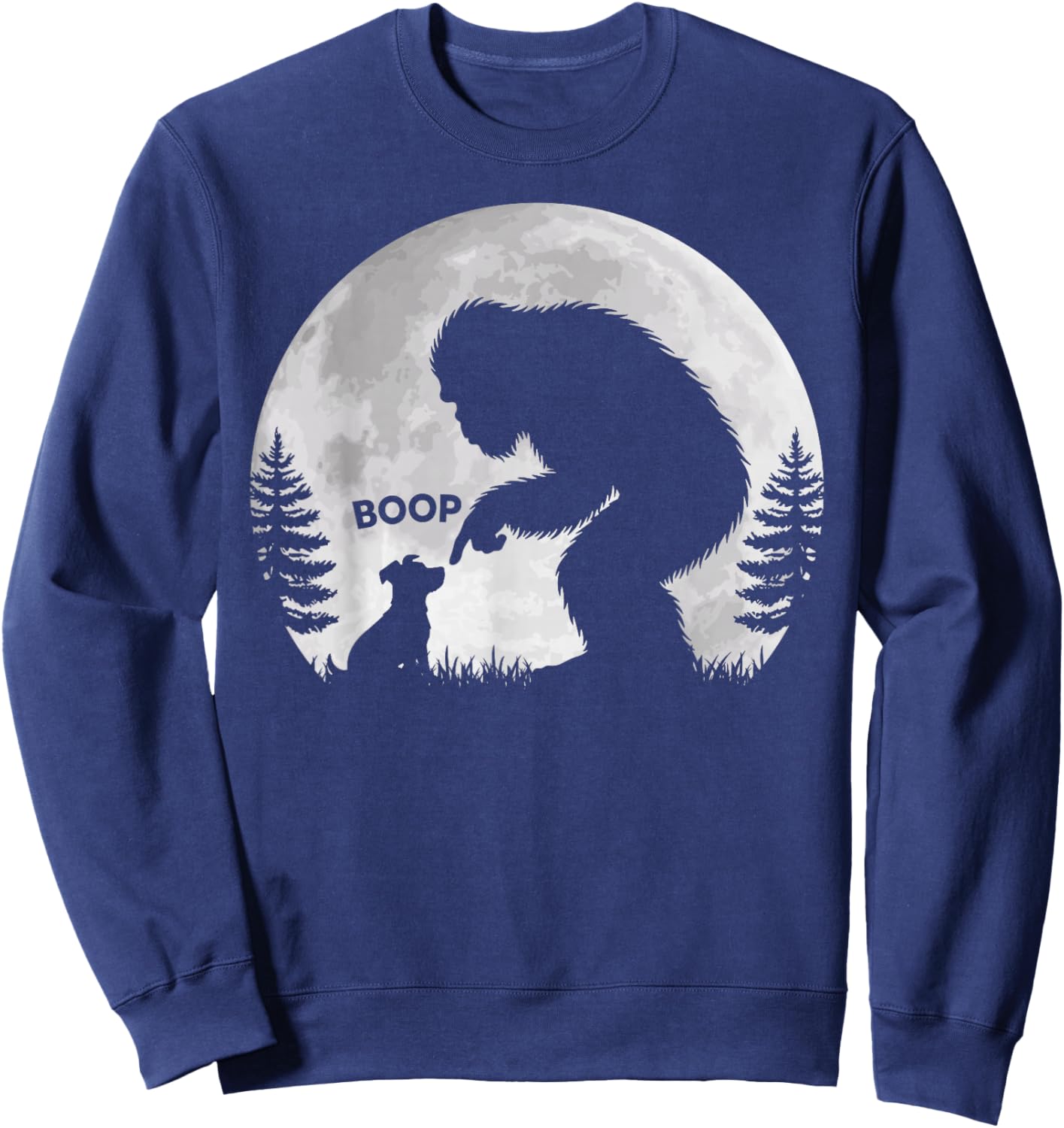 Bigfoot Boop Dog Retro Funny Sasquatch Meme Dog Lovers Sweatshirt - Sweatshirt | Navy