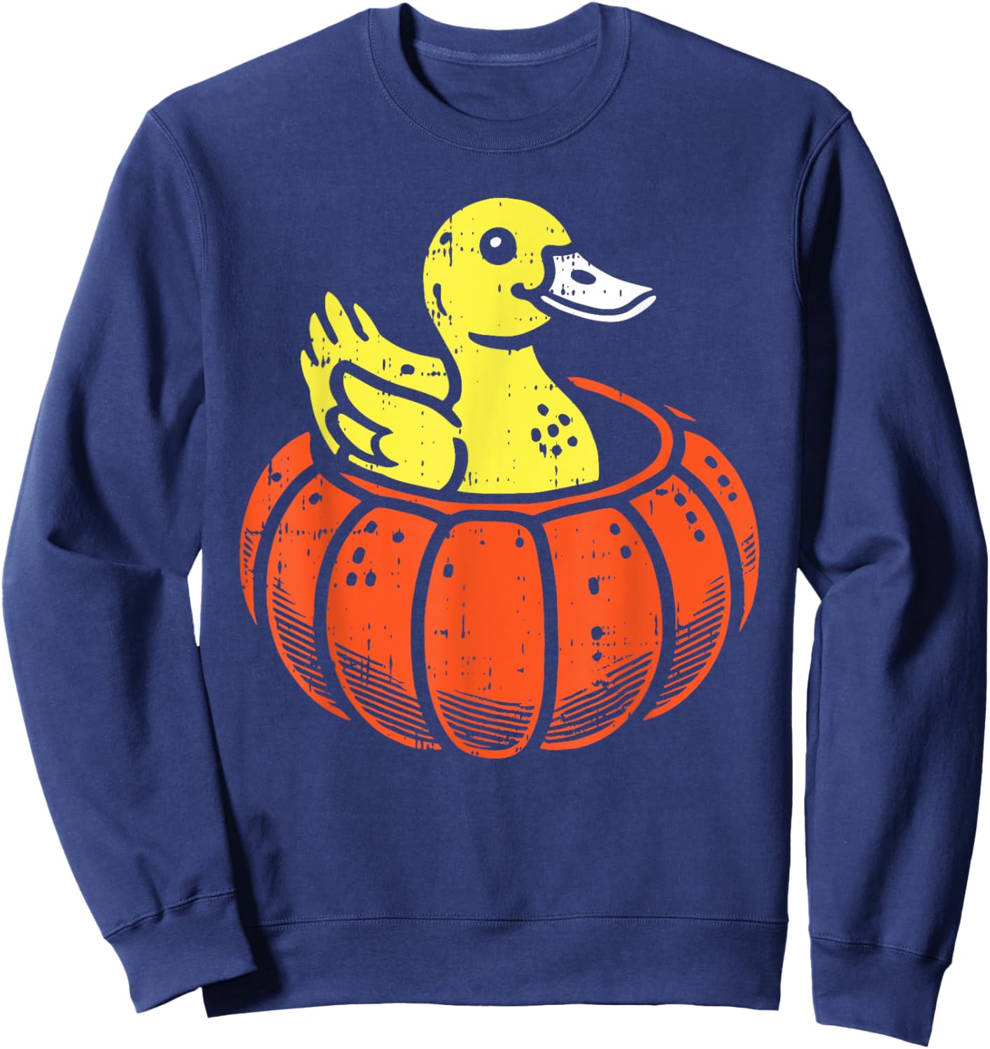 Duck Pumpkin Halloween Funny Animal Men Women Kids Sweatshirt - Sweatshirt | Navy