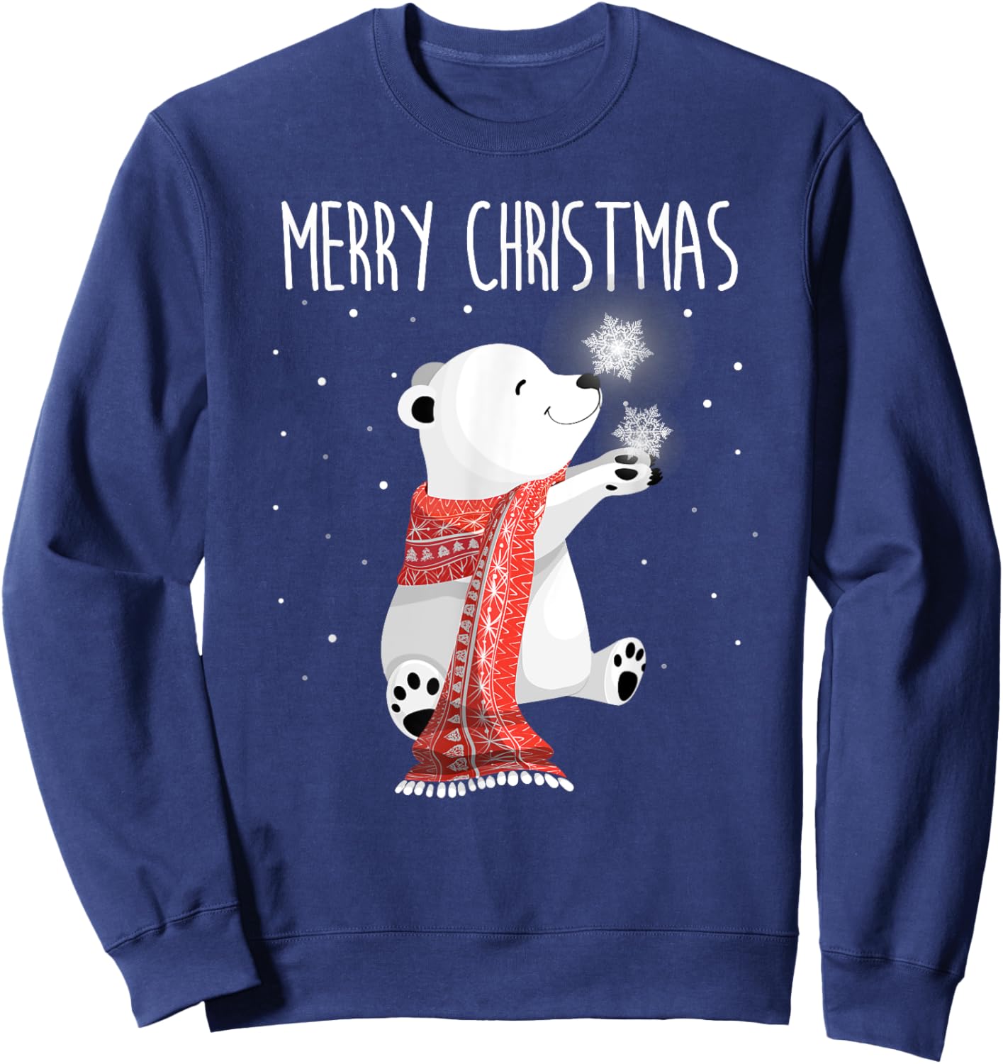 Cute Polar Bear Scarf Merry Christmas Xmas Holidays Gift Sweatshirt - Sweatshirt | Navy