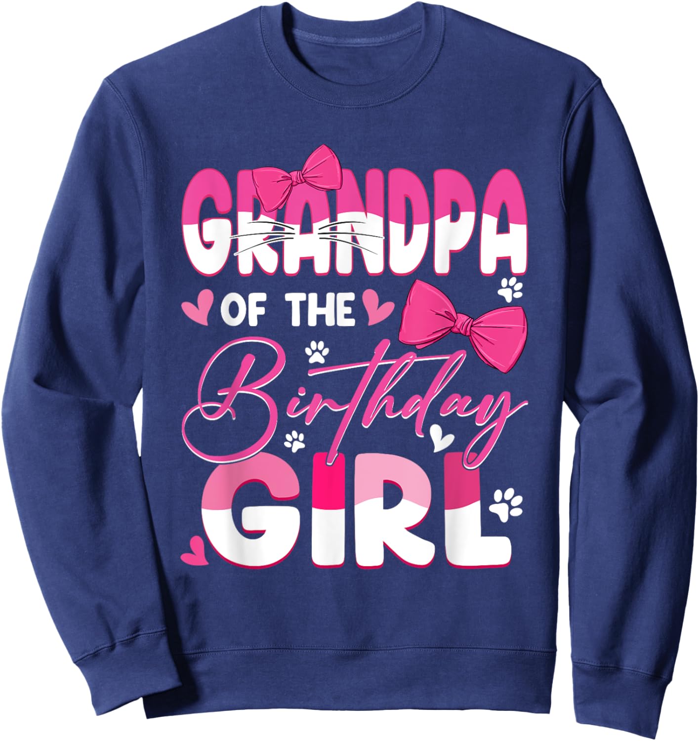 Grandpa Of The Birthday Girl Cat Kitty Family Matching Sweatshirt - Sweatshirt | Navy